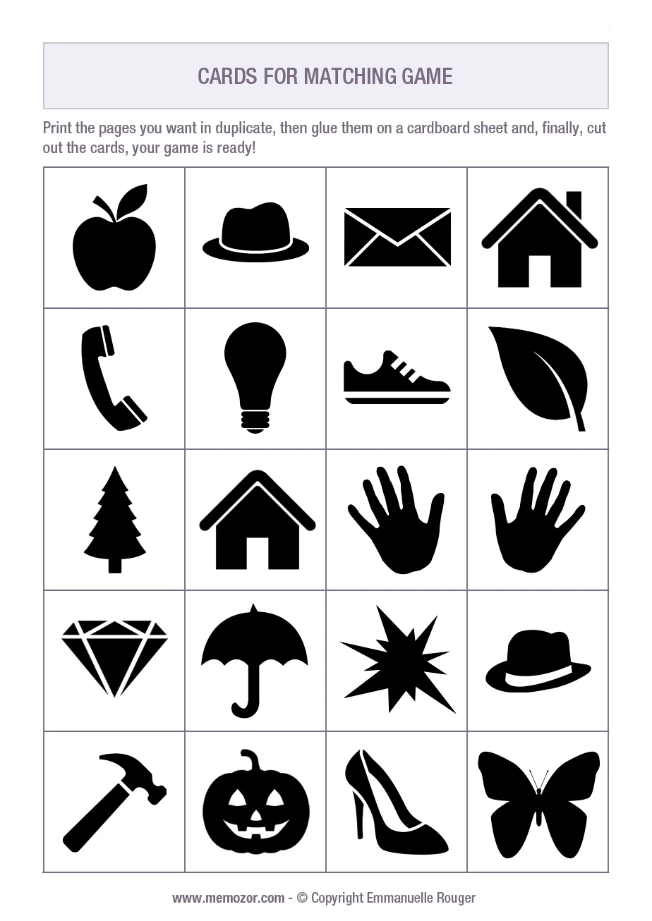 Printable Matching Game Black And White Print And Cut Out The Cards Memozor Printable Matching Game Black And White Print And Cut Out The Cards Memozor