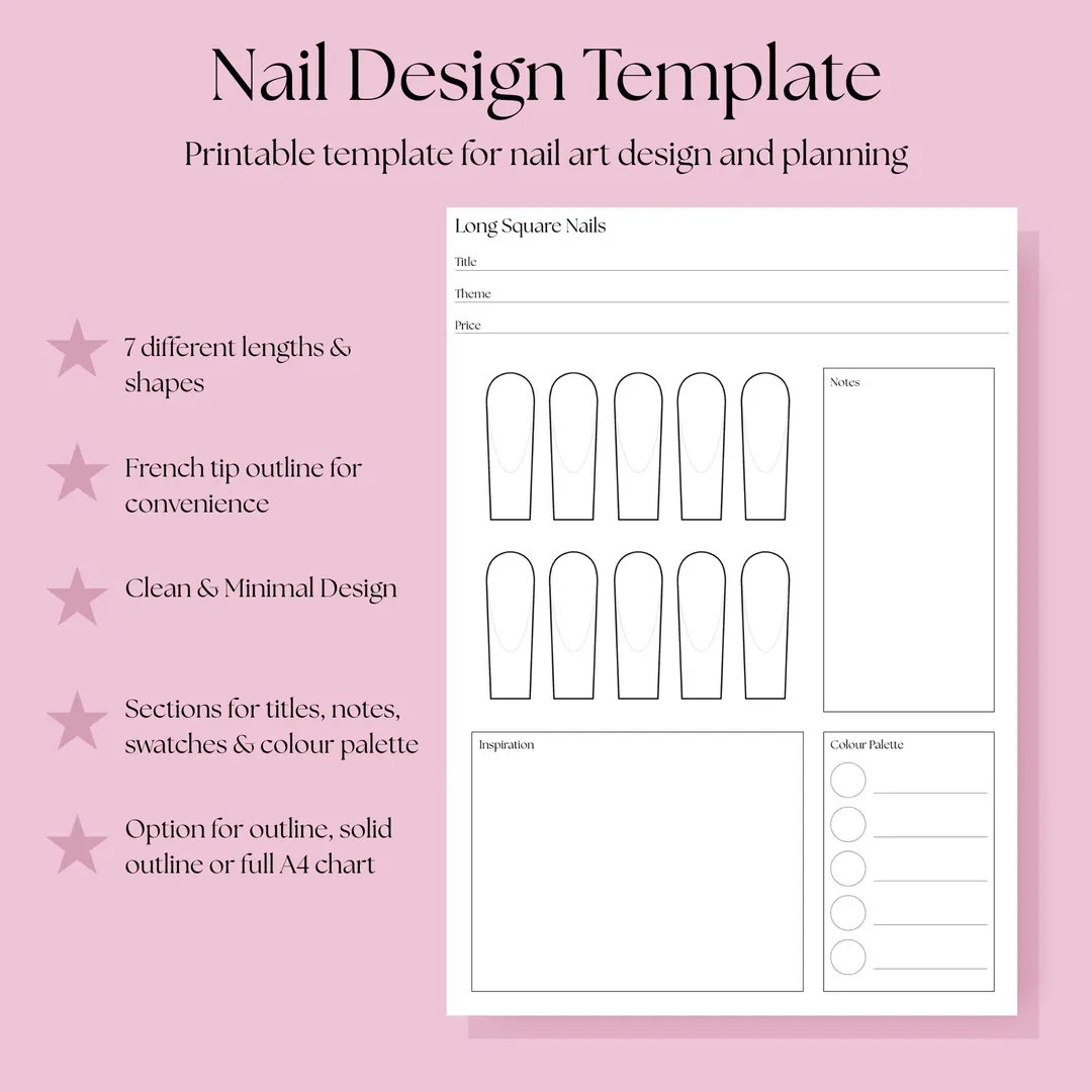 Printable Nail Art Template Etsy Israel