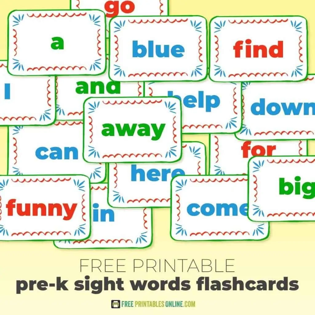 Printable Pre k Sight Words Flashcards Free Printables Online