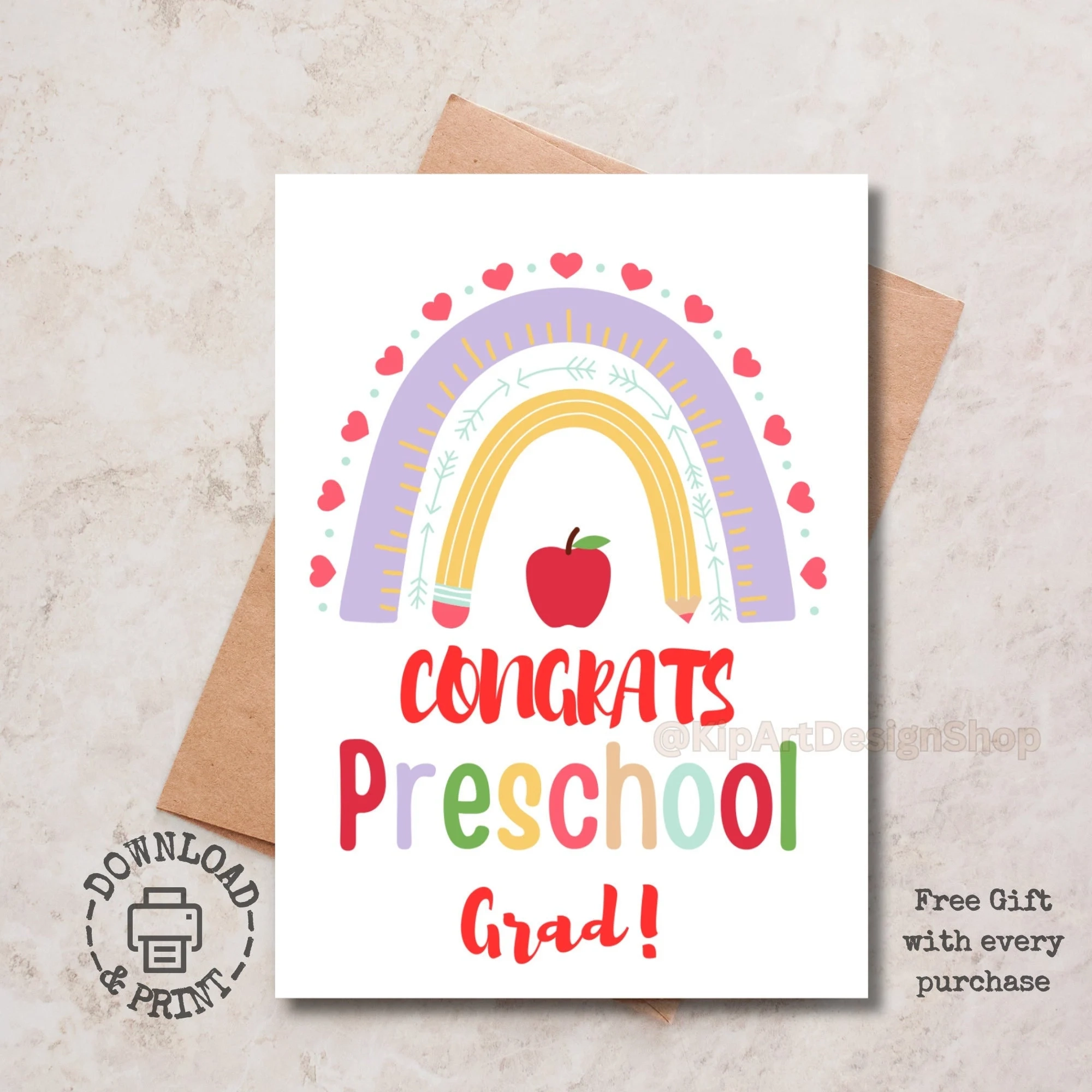 Printable Preschool Graduation Card Printable Graduation Card Cute Graduation Card Preschool Gift For Grad Instant Download Pre K Card Etsy