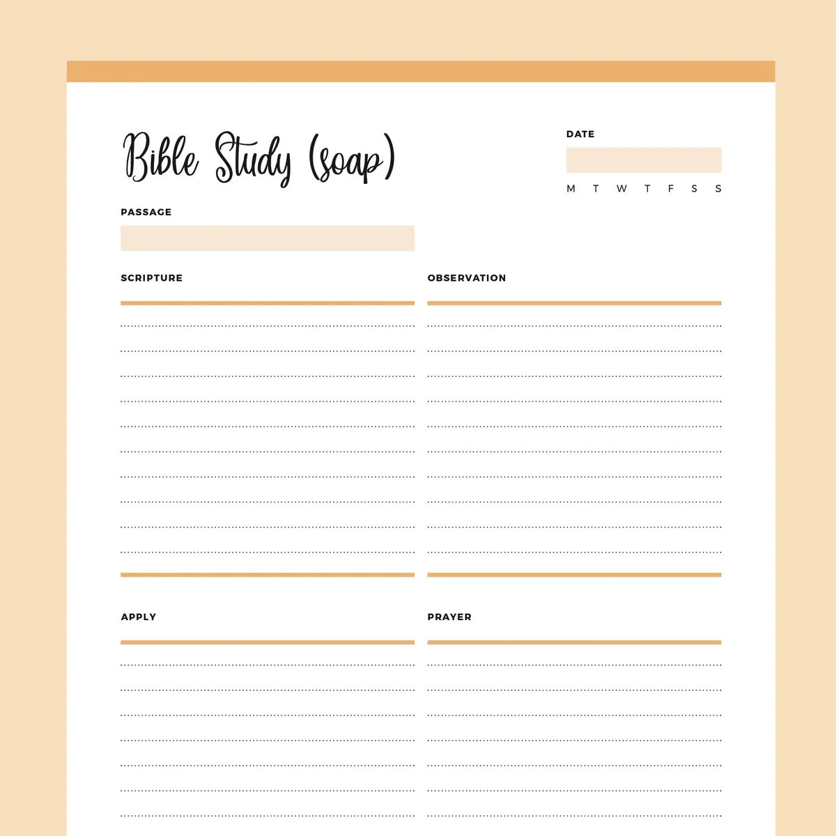 Printable SOAP Bible Study Template Instant Download PDF Plan Print Land Printable SOAP Bible Study Template Instant Download PDF Plan Print Land