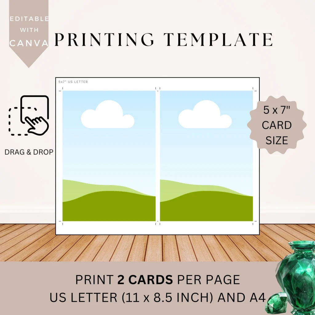Printing Template 5 X 7 Inch Print And Cut Canva Multi Page Template 5x7 Blank Card Layout Frame Affirmation Manifestation US Letter A4 Etsy