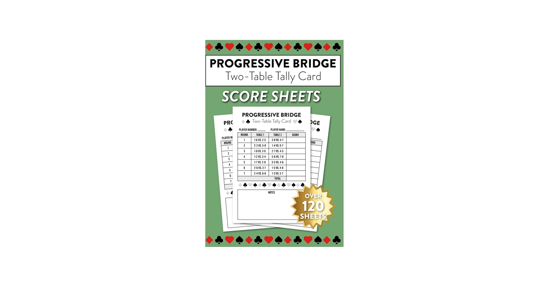 Progressive Bridge Two Table Tally Card Score Sheets Over 120 Sheets For 2 Table Progressive Bridge Game Publishing Score Sheetz Amazon Books