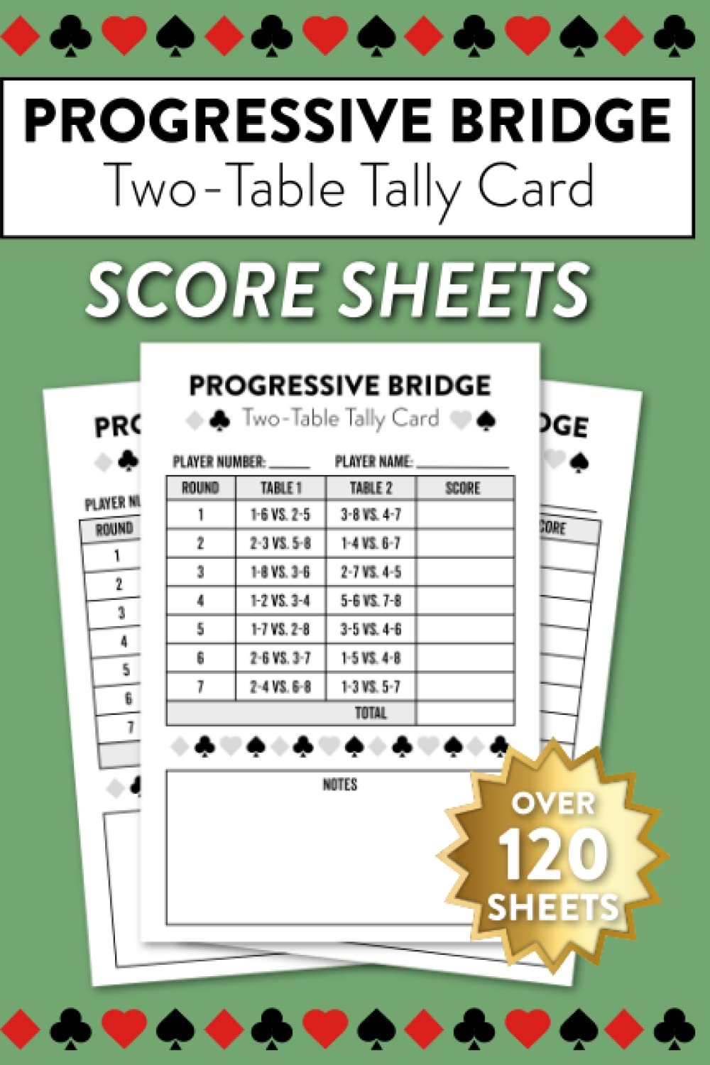 Progressive Bridge Two Table Tally Card Score Sheets Over 120 Sheets For 2 Table Progressive Bridge Game Publishing Score Sheetz Books Amazon ca