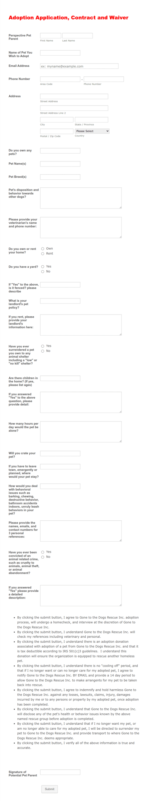 Puppy Adoption Form Template Jotform