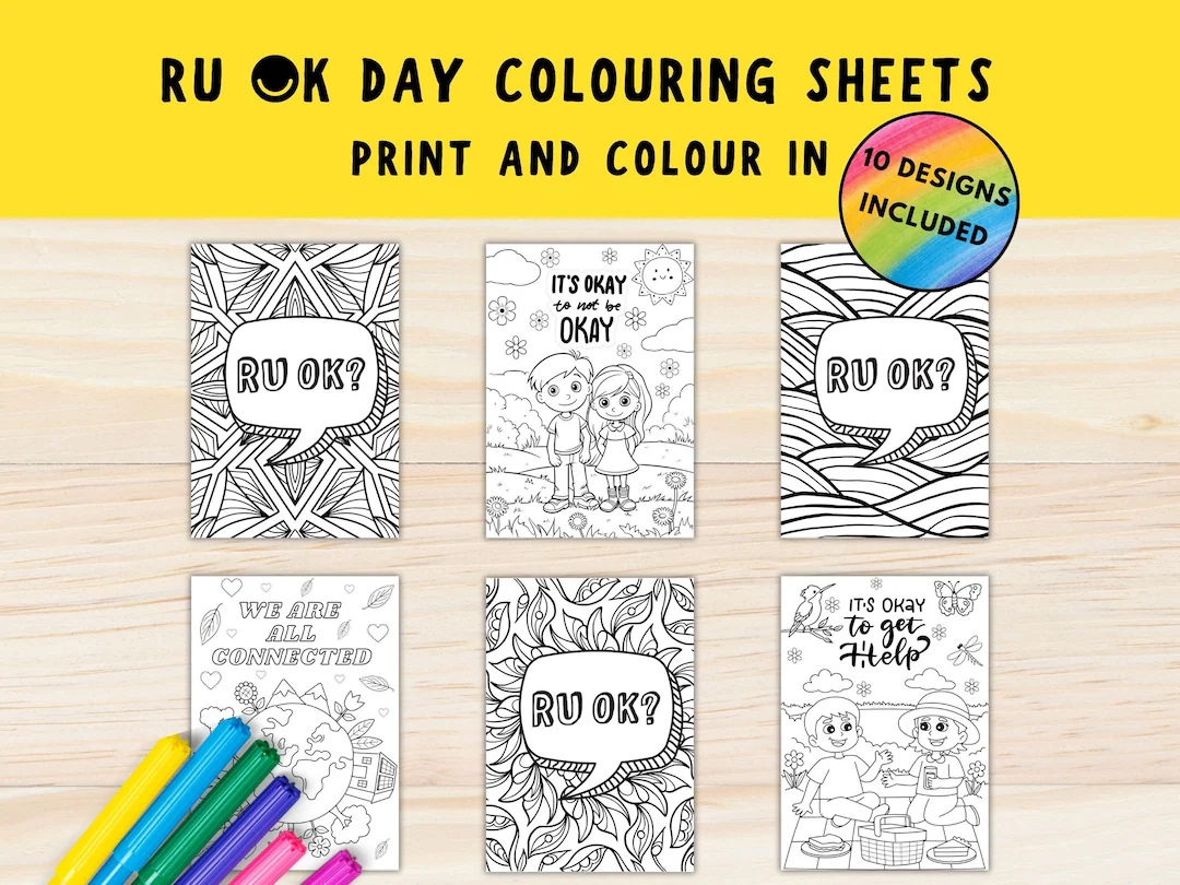 R U OK Day Printable Colouring Sheets RU OK Day Teacher s School Resource Activity R U Ok Day Printable Printable Colouring Sheets Etsy