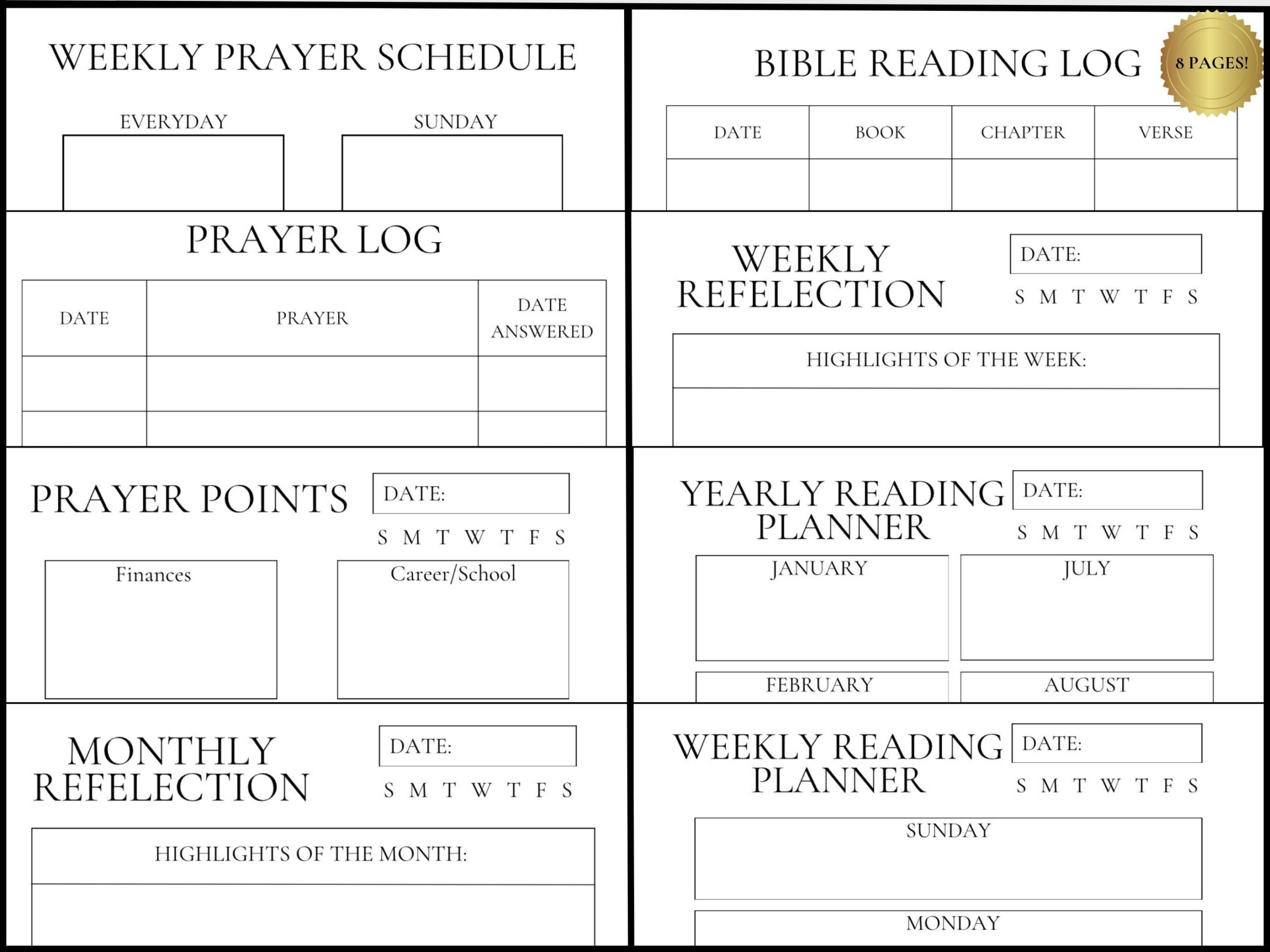 Reflect Plan Pray Bible Study Template Minimalist Digital Bible Study Template Prayer Journal Bible Reading Tracker Printable PDF Bible Study Guide Undated Faith Planner For Christians R etsypromos