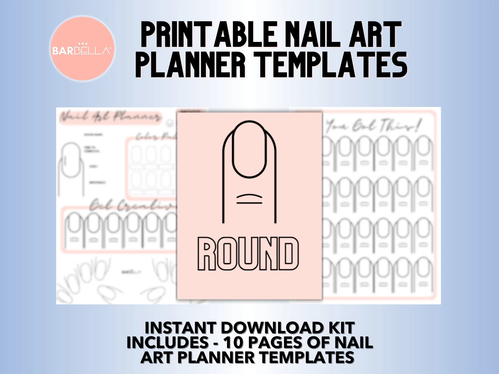 ROUND NAIL Art Templates Instant Download PRINTABLE Nail Design And Practice Template Etsy