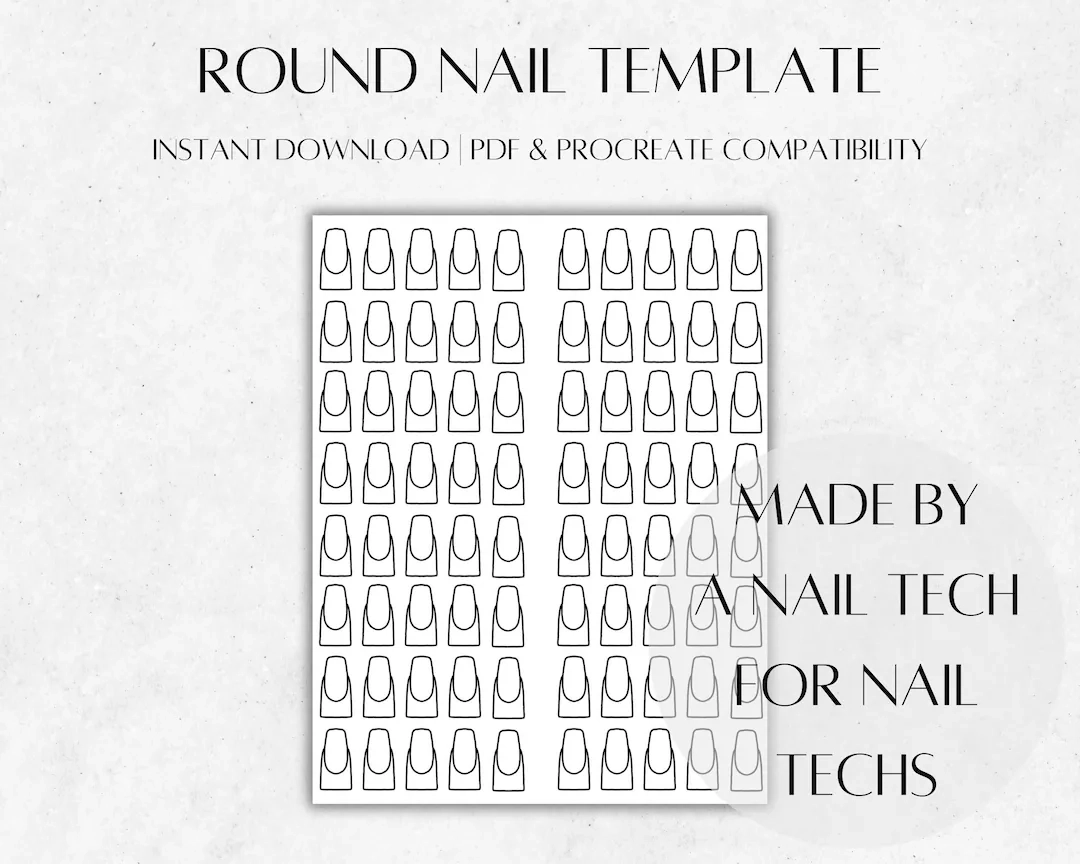 Round Nail Template Design Practice digital Download Etsy
