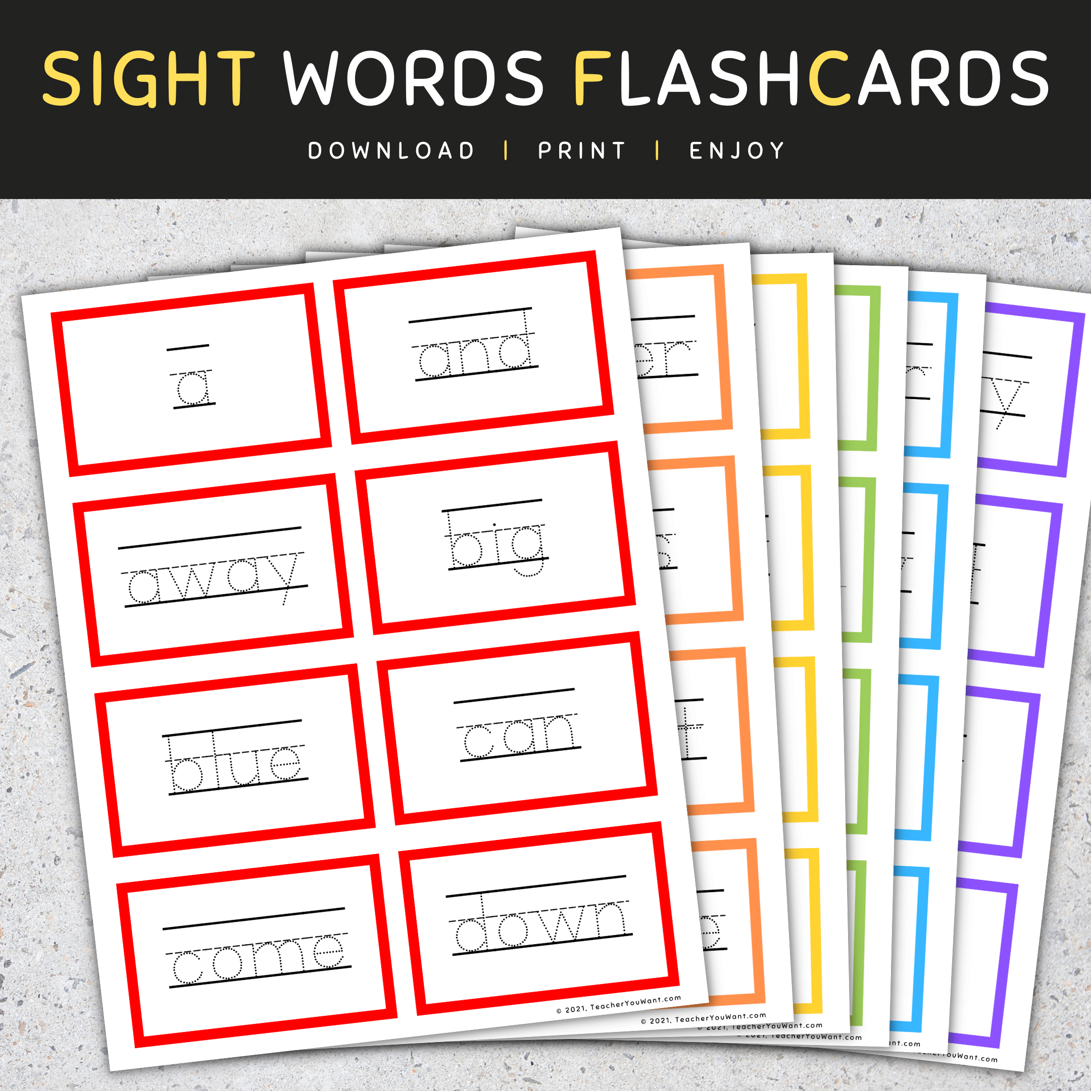Sight Words Trace Flashcards Pre K Primer 1st 2nd 3rd Grade 95 Nouns Made By Teachers