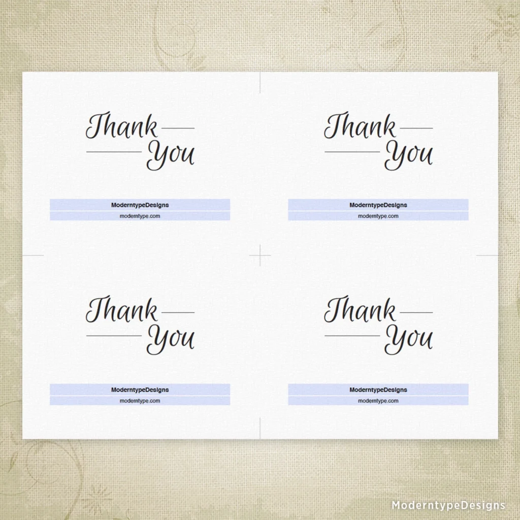 Simple Thank You Card Printable 5 5 X 4 25 Editable