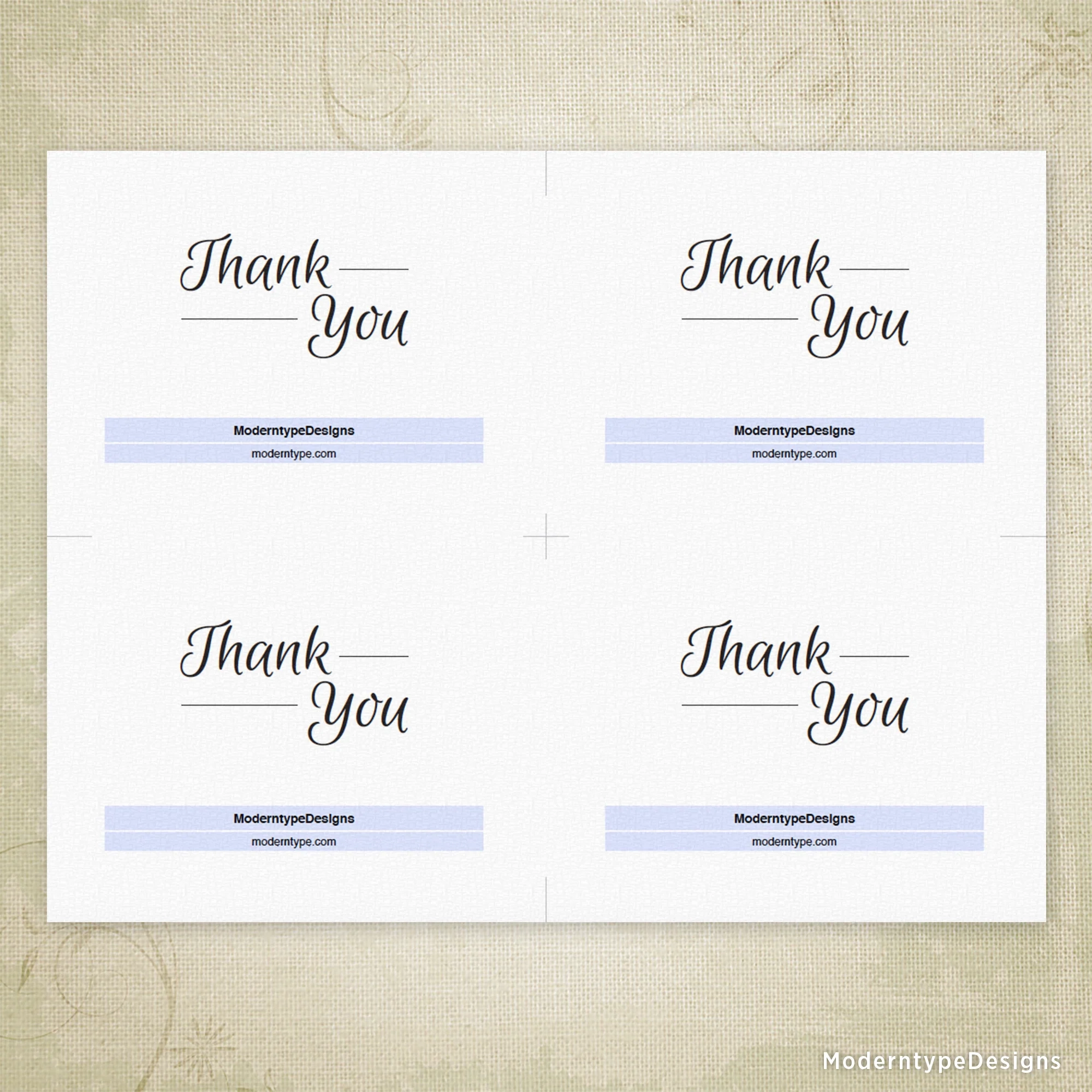 Simple Thank You Card Printable 5 5 X 4 25 Editable