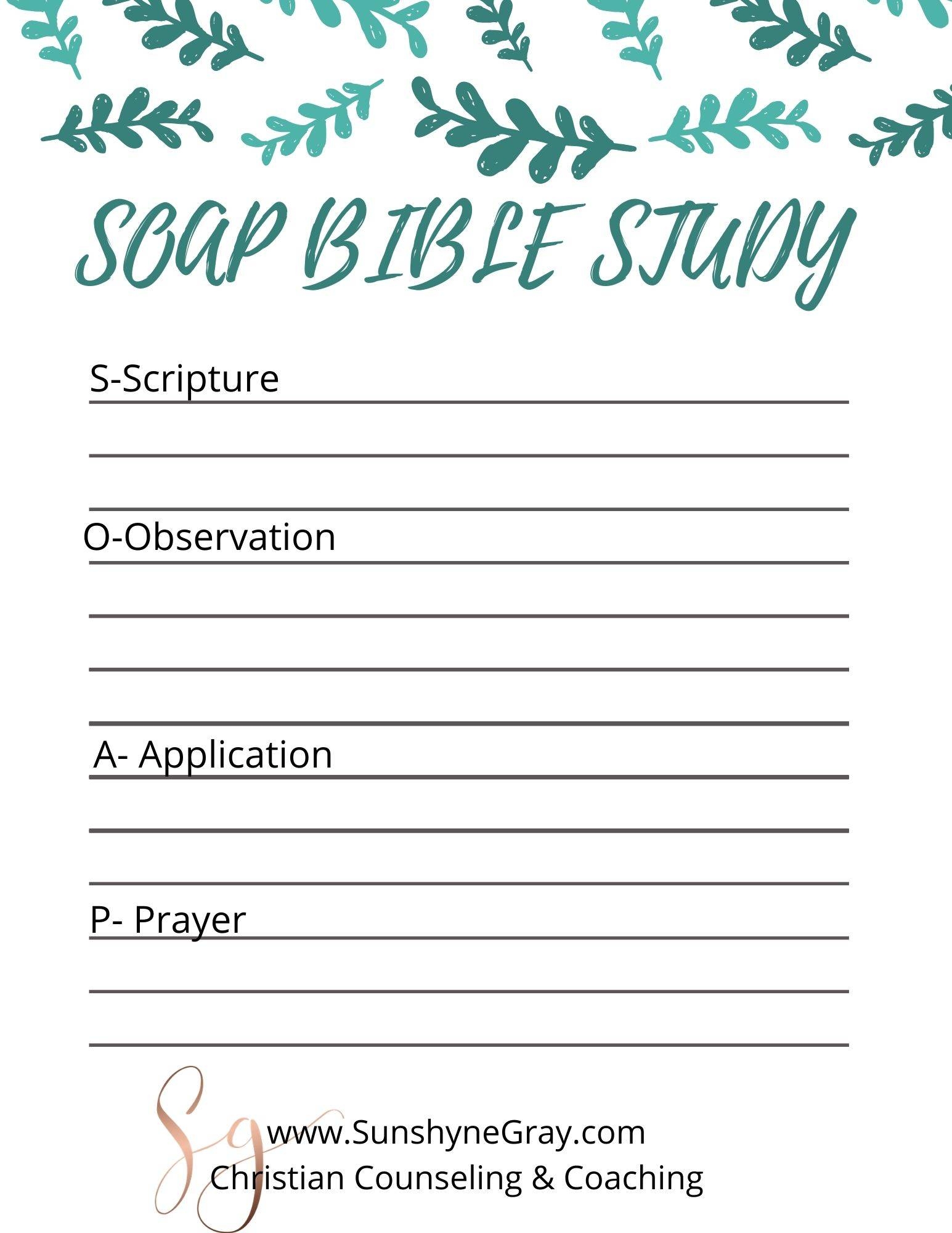 SOAP Bible Study Method Free Printable Christian Life Coaching