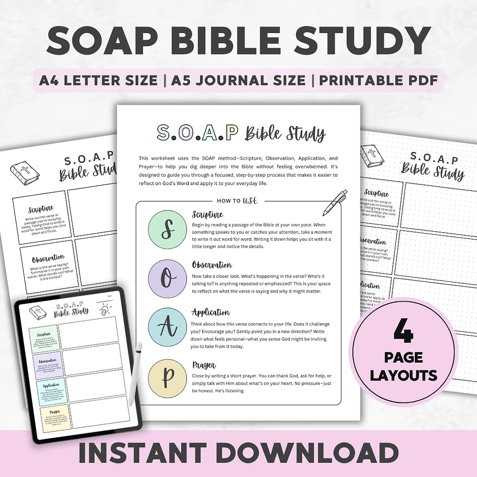 SOAP Bible Study Template Printable Or Digital Download Her Journey To Him