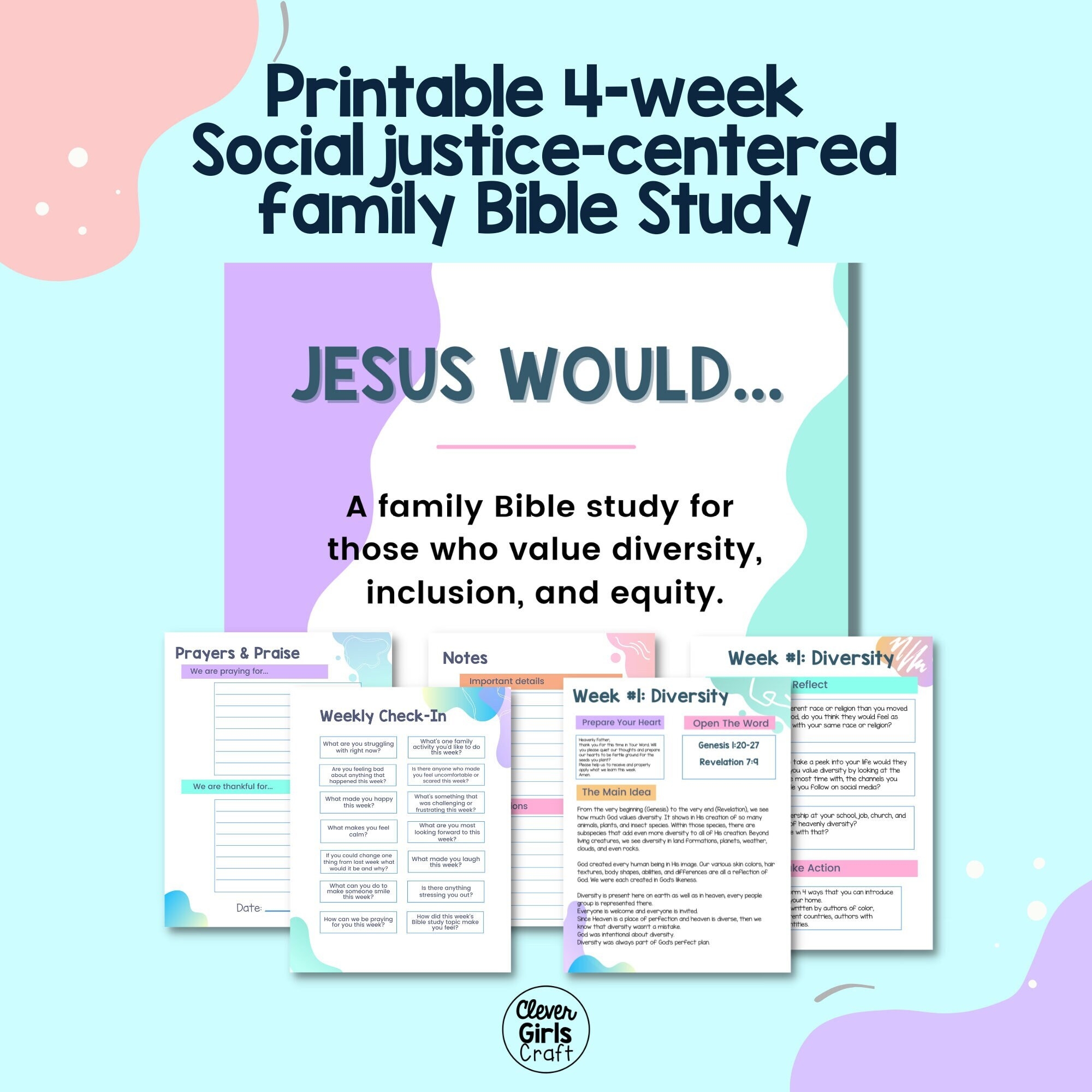 Social Justice Family Bible Study 4 week Printable PDF Etsy