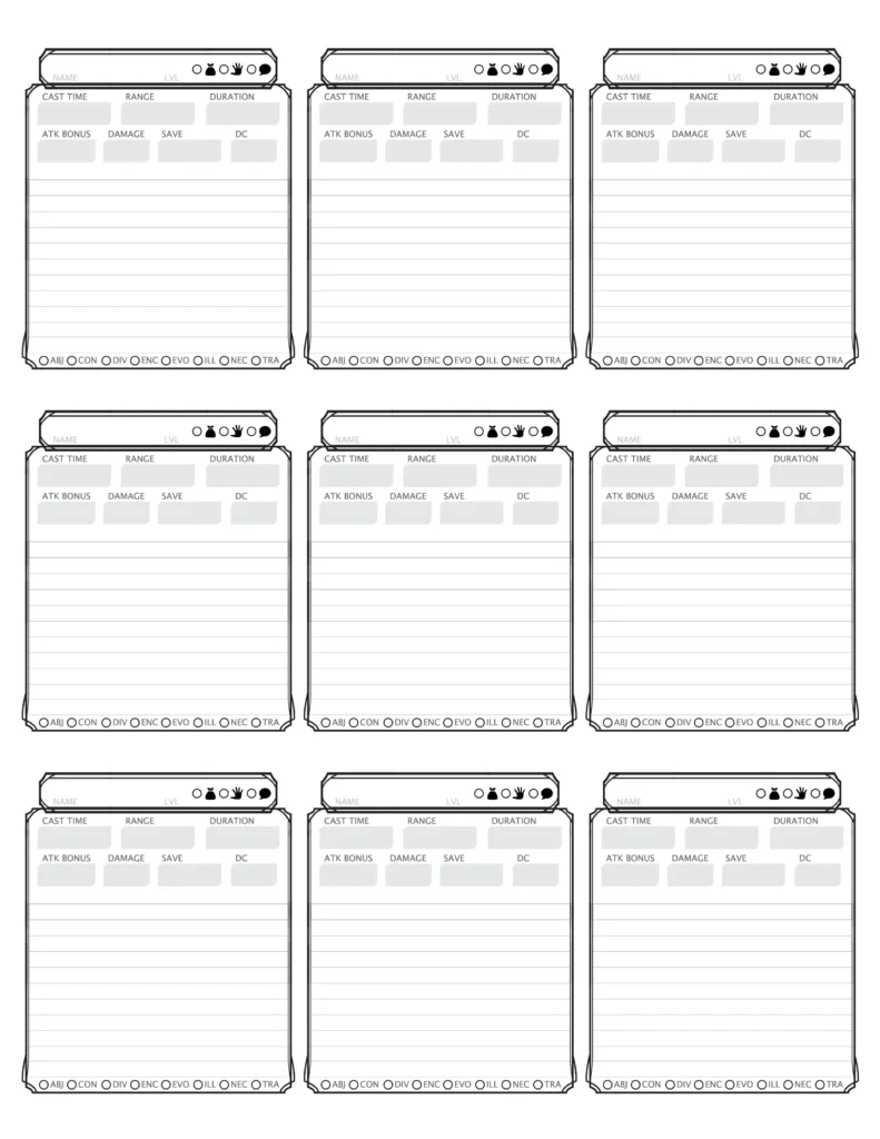Spell Cards Sheet And Single OC R DnD