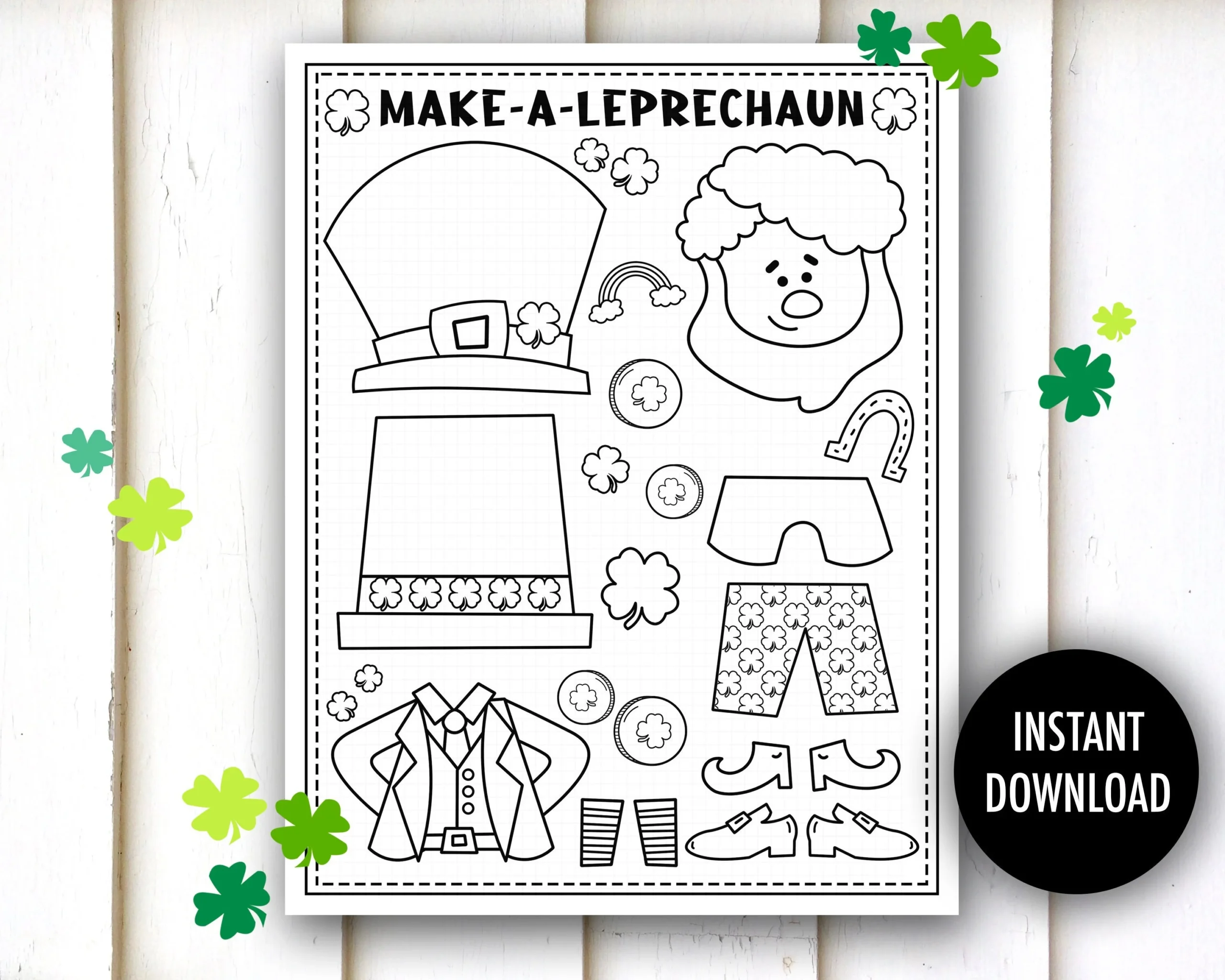 St Patrick s Cut And Paste Printable st PATRICKS Crafts Leprechaun Craft Kids St Patricks Day Cut And Color Leprechaun Preschool Etsy