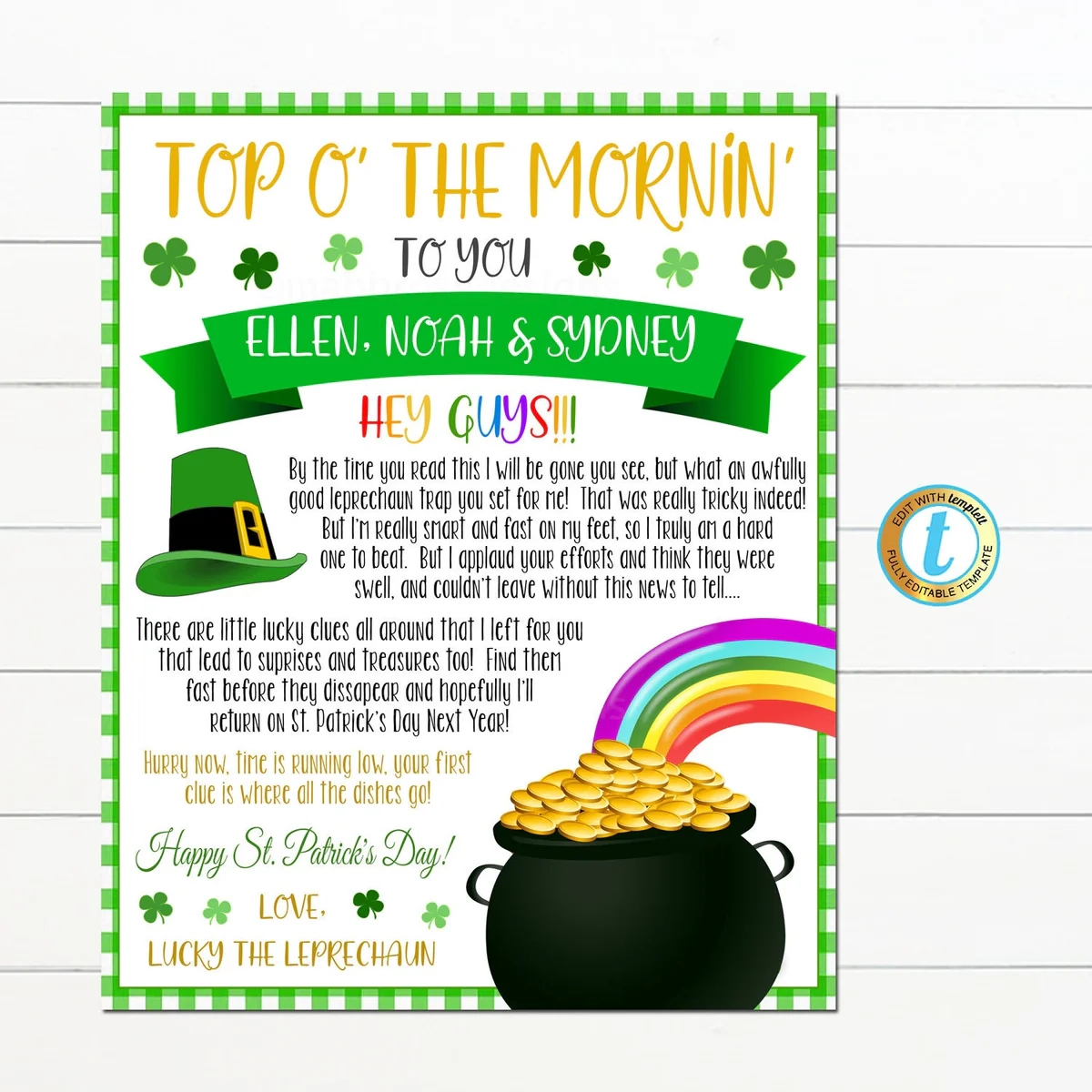 St Patrick s Day Letter From The Leprechaun TidyLady Printables