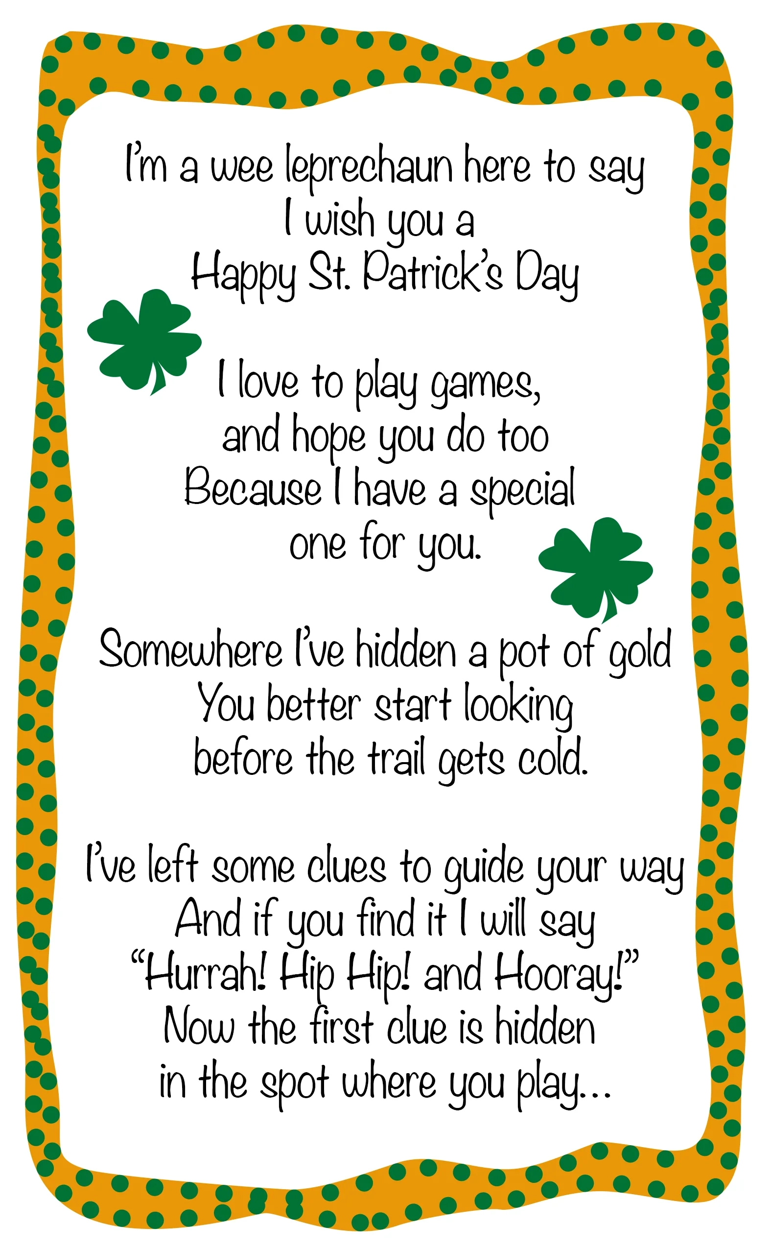 St Patrick s Day Scavenger Hunt For Kids Printable Sunny Day Family
