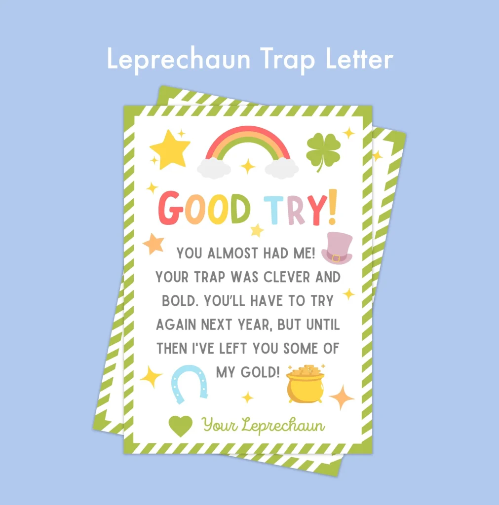 St Patricks Day Kids Printable Leprechaun Letter Printable Leprechaun Trap Note St Patricks Day Printable Leprechaun Letter Digital PDF Etsy
