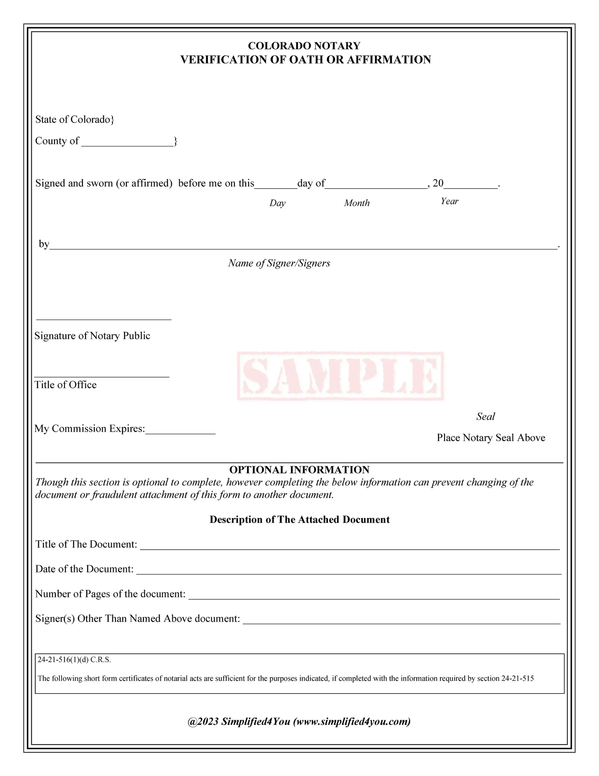 State Of Colorado three Notary Certificates Acknowledgment Jurat Notary Client Form Etsy