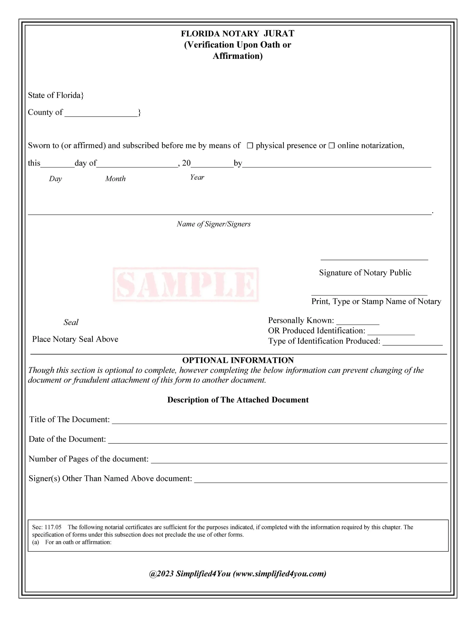 State Of Florida three Notary Certificates Acknowledgment Jurat Notary Client Form Etsy