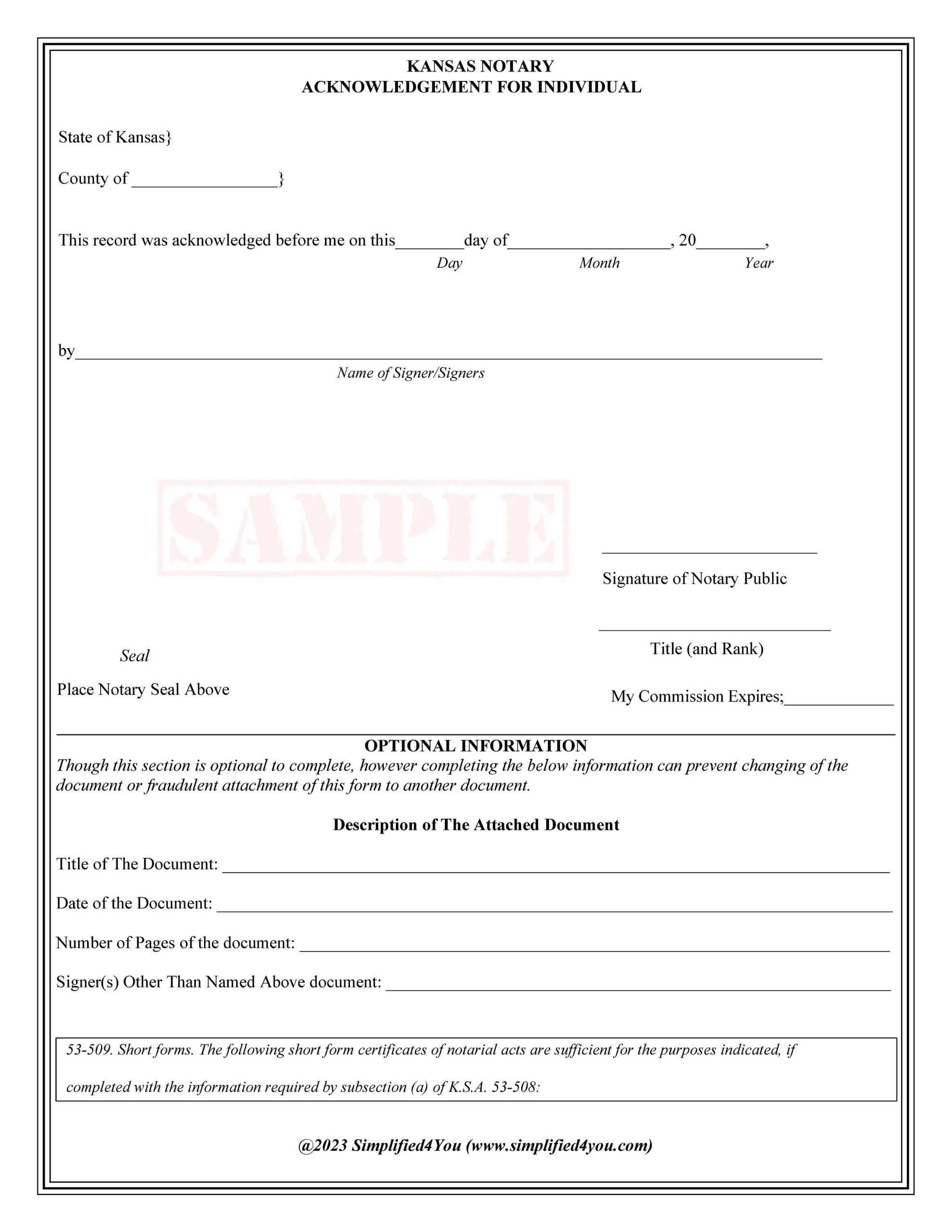 State Of Kansas three Notary Certificates Acknowledgment Jurat Notary Client Form Etsy