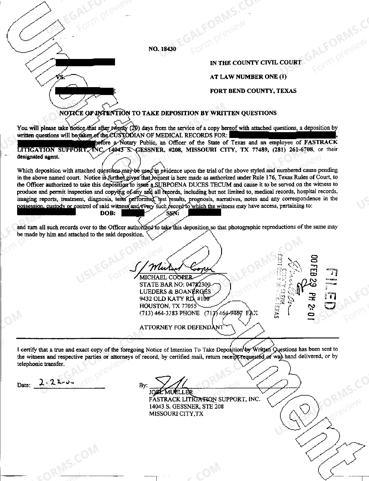 Texas Notice Of Intention To Take Deposition US Legal Forms Texas Notice Of Intention To Take Deposition US Legal Forms