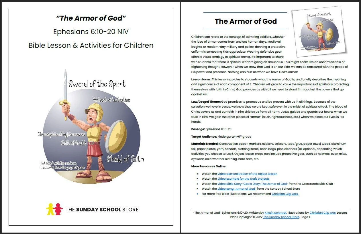 The Armor Of God Ephesians 6 10 20 Printable Bible Lesson Sunday S Sunday School Store The Armor Of God Ephesians 6 10 20 Printable Bible Lesson Sunday S Sunday School Store
