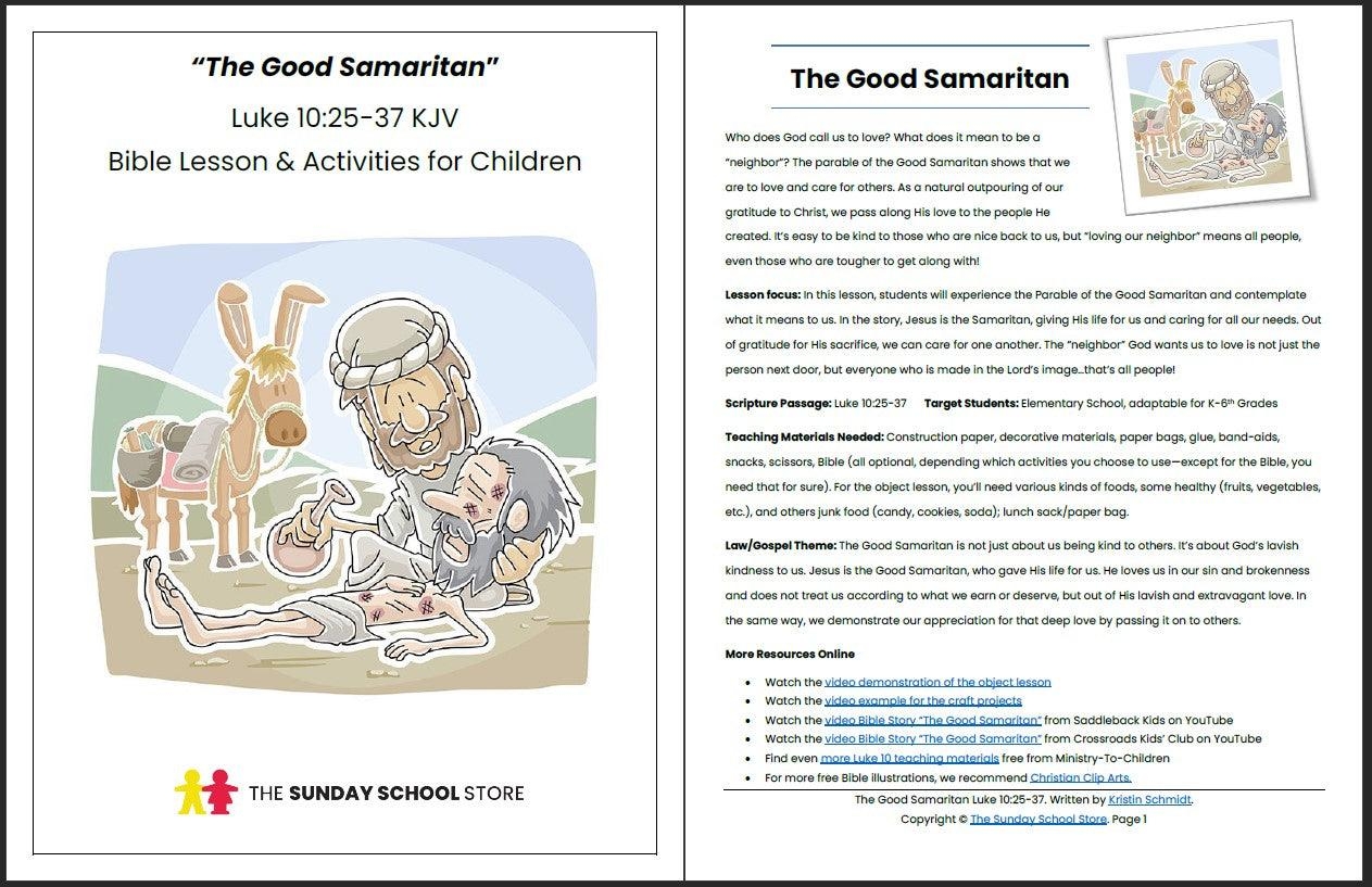 The Good Samaritan Luke 10 25 37 Printable Bible Lesson Sunday Sch Sunday School Store The Good Samaritan Luke 10 25 37 Printable Bible Lesson Sunday Sch Sunday School Store