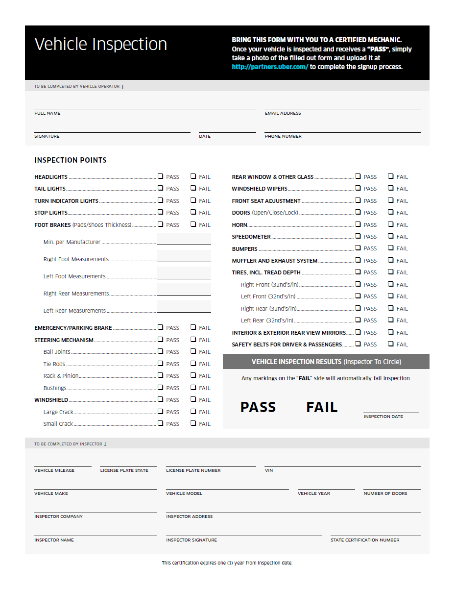 Uber Safety Inspection Form How To Download pdf And Print Vehicles Uber Drivers Forum For Customer Service Tips Experience
