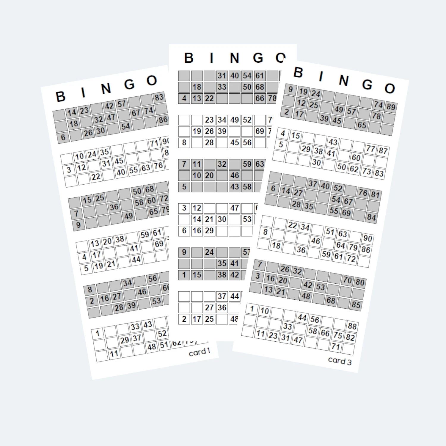 UK Style 1 90 Bingo Ticket Cards 2 Per Page 1000 Cards 500 Pages Printable PDF Download Etsy