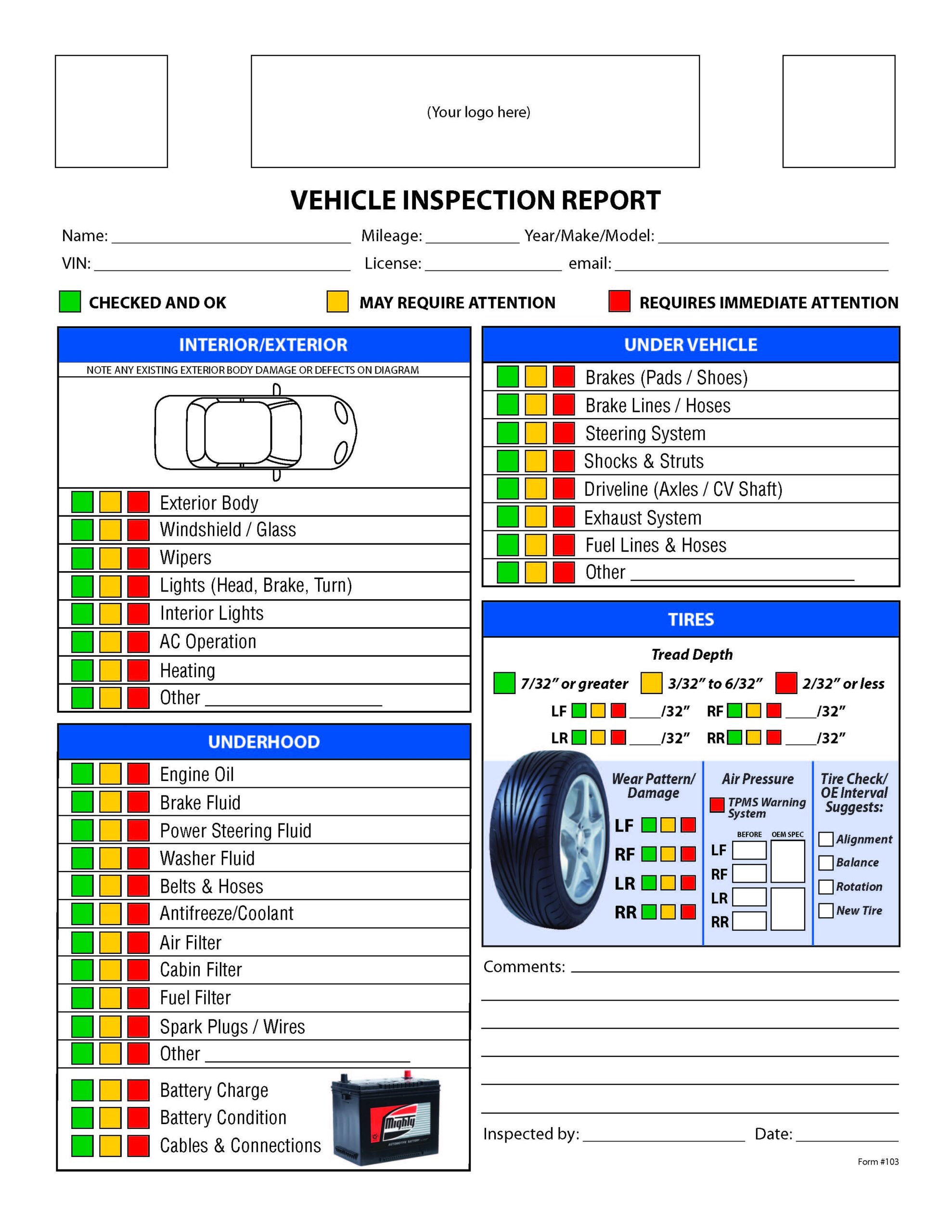 Vehicle Inspection Checklist 10 Free PDF Printables Printablee