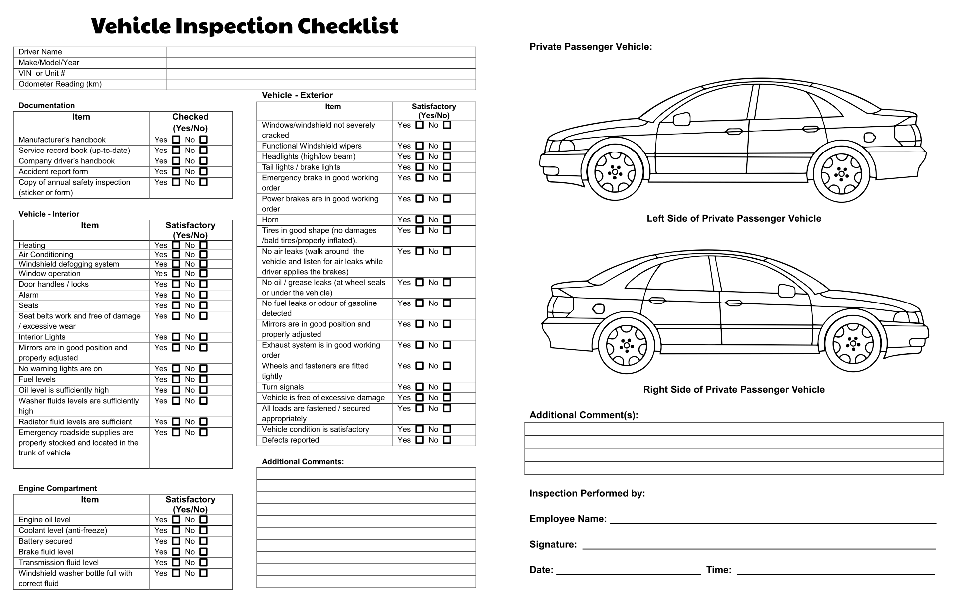 Vehicle Inspection Checklist 10 Free PDF Printables Printablee Vehicle Inspection Checklist 10 Free PDF Printables Printablee