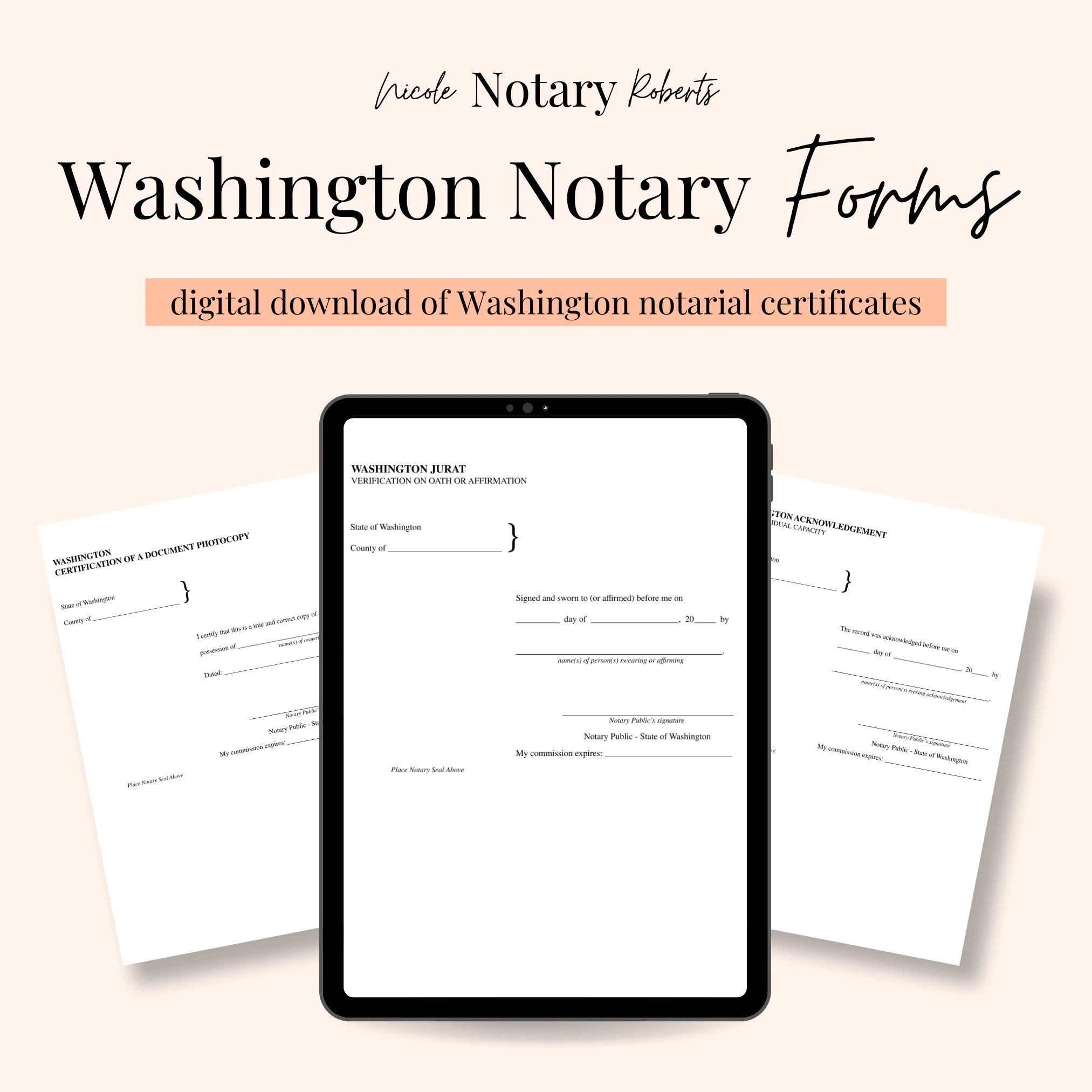 WASHINGTON Jurat Acknowledgment Certified Photocopy Forms For Notaries Etsy WASHINGTON Jurat Acknowledgment Certified Photocopy Forms For Notaries Etsy