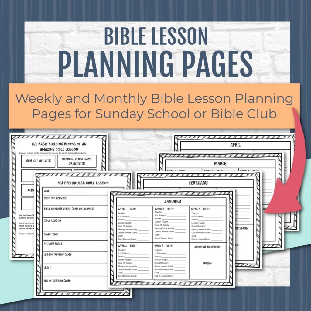 Weekly And Monthly Bible Lesson Planning Pages Kids Bible Teacher