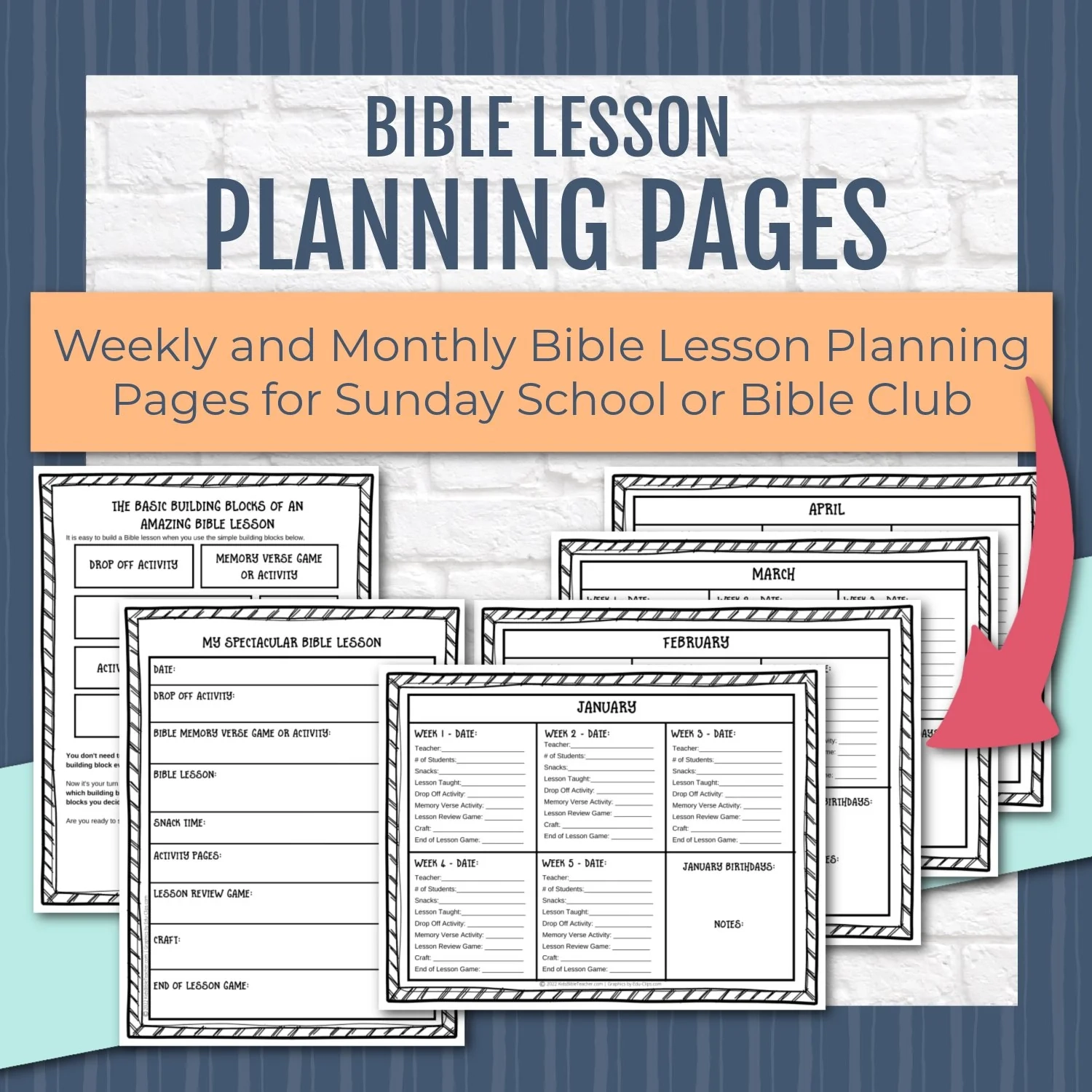 Weekly And Monthly Bible Lesson Planning Pages Kids Bible Teacher