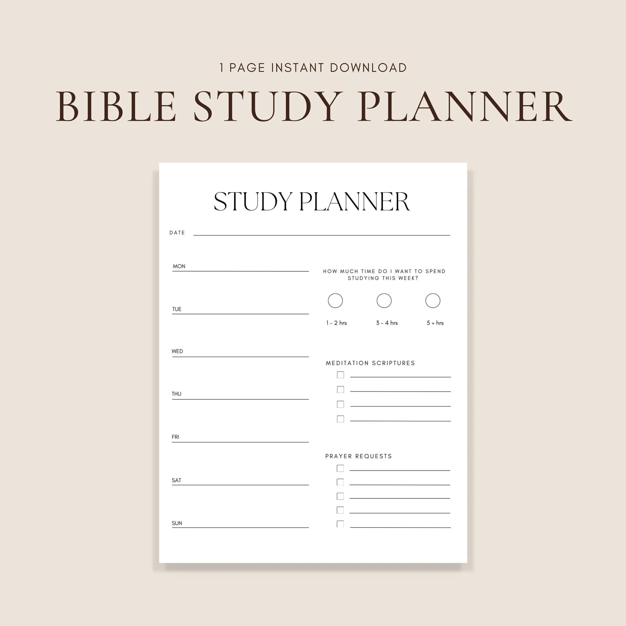 Weekly Bible Study Planner Christian Printable PDF Download Etsy