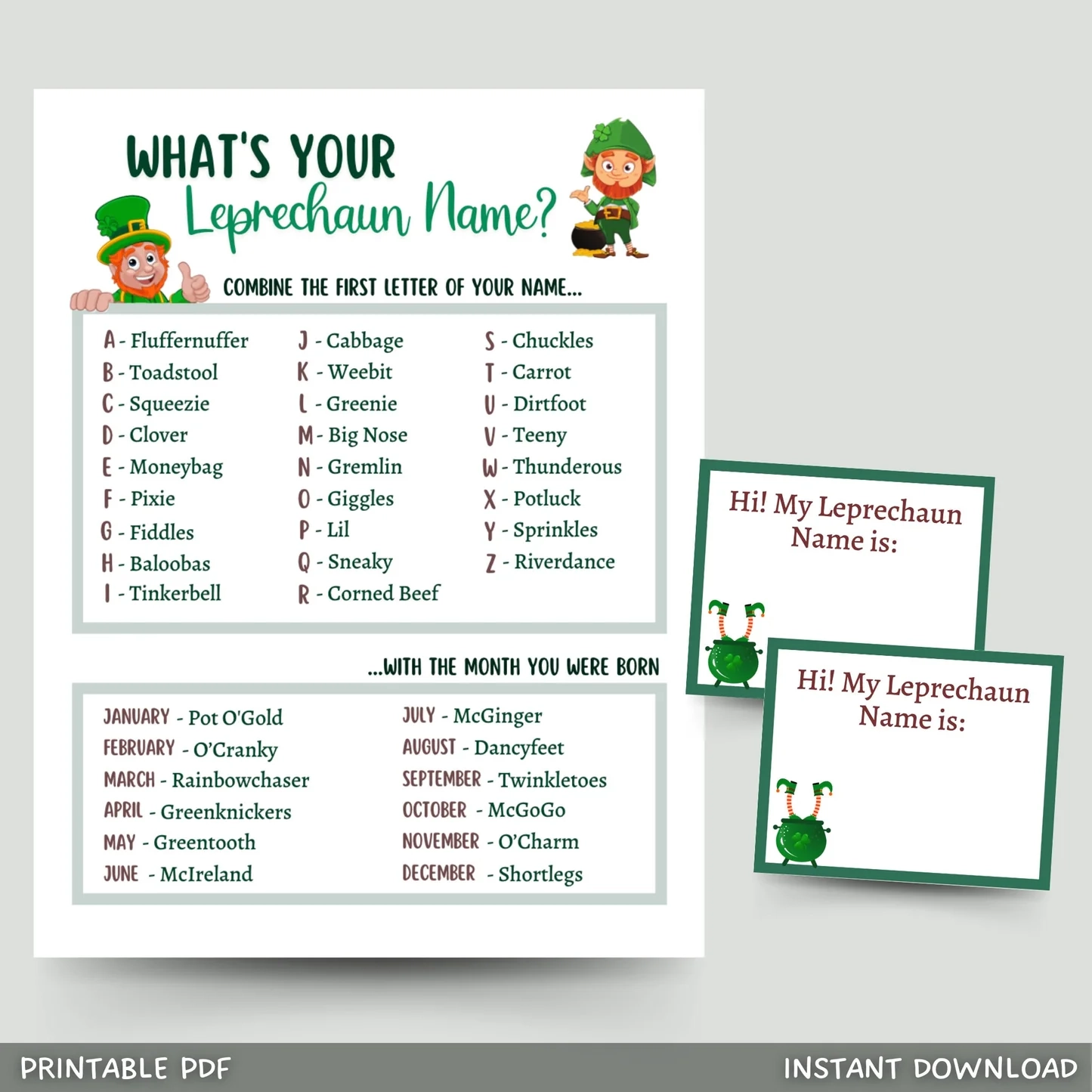 What s Your Leprechaun Name Game Printable St Patricks Activity Kids Scribbled LLC What s Your Leprechaun Name Game Printable St Patricks Activity Kids Scribbled LLC