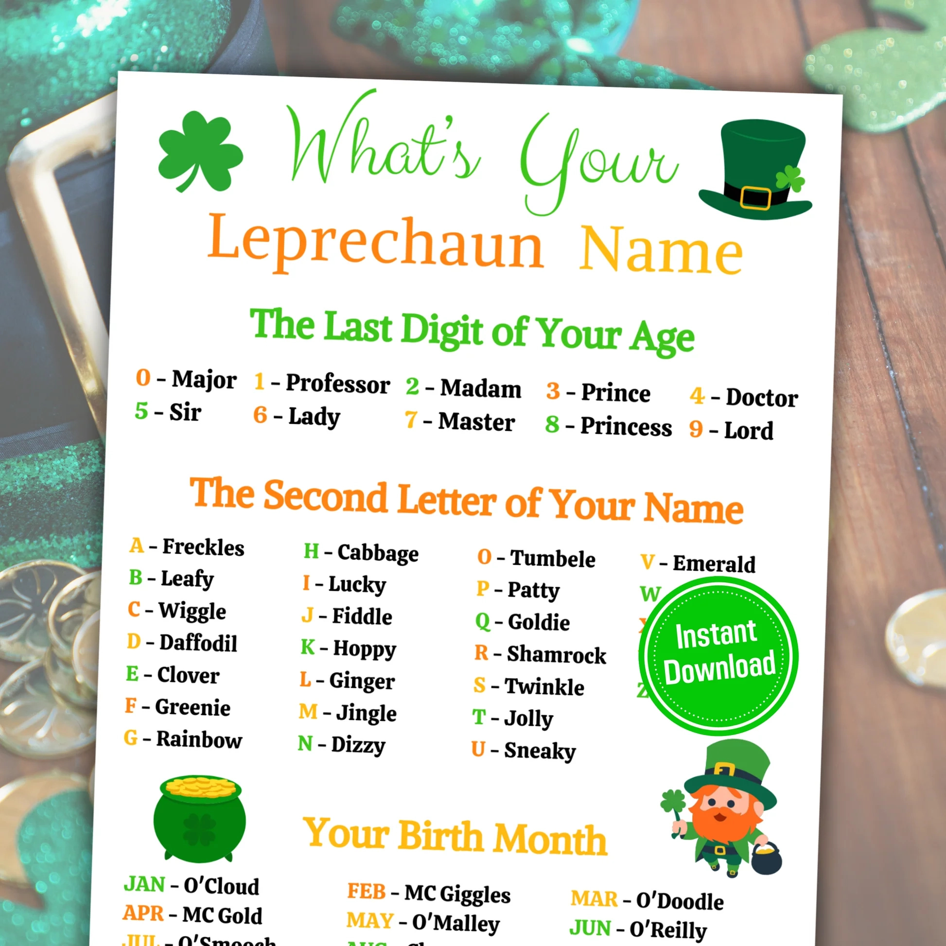 What s Your Leprechaun Name Game St Patrick s Day Name Generator Funny Print For You What s Your Leprechaun Name Game St Patrick s Day Name Generator Funny Print For You