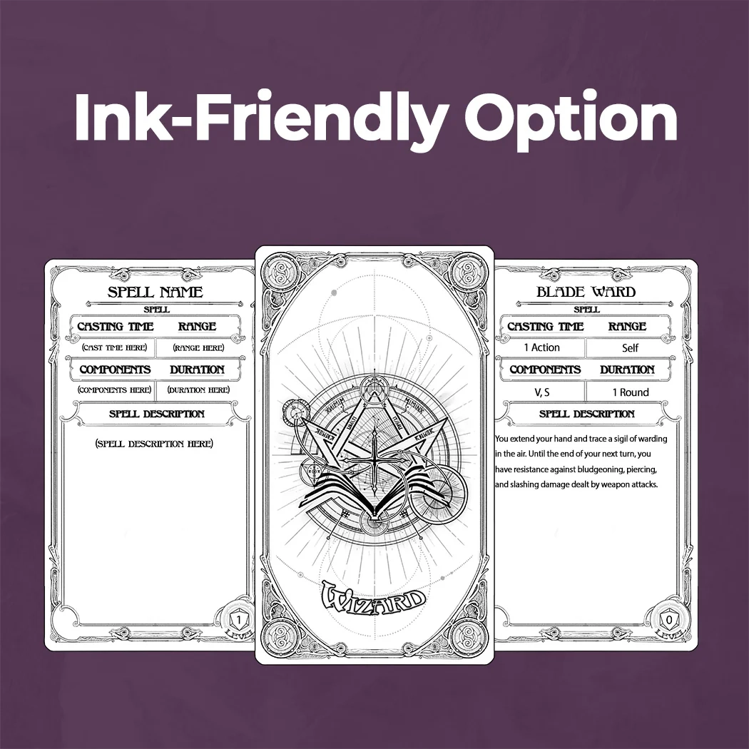 Wizard Spell Cards D D 5e Spell Cards Fillable PDF