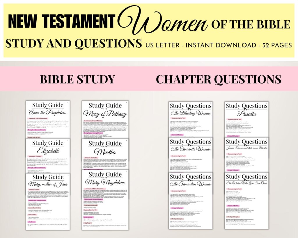 Women Of The Bible Study PDF New Testament Bible Study Questions For Groups Printable Study Sheets Christian Women s Bible Lessons Etsy