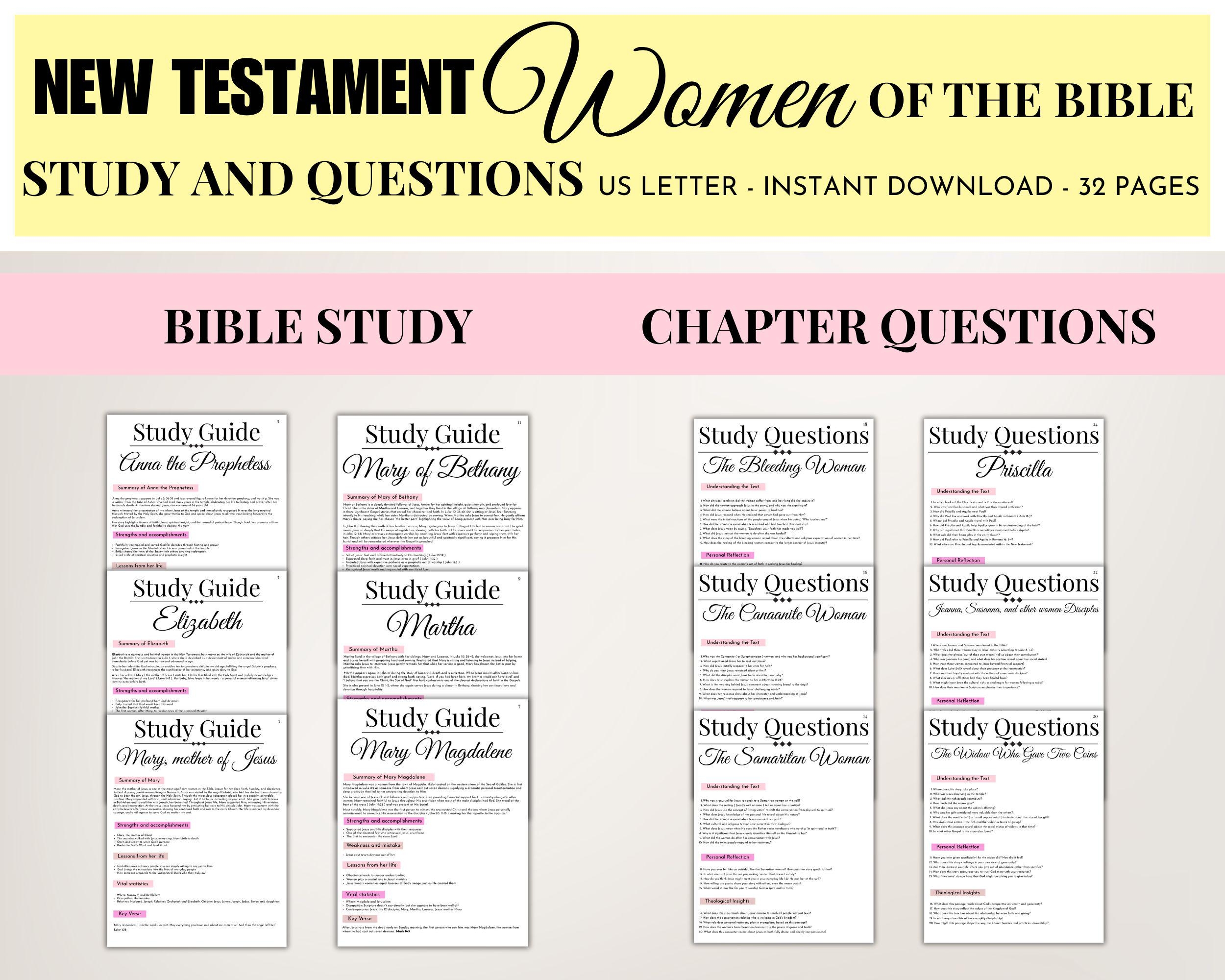 Women Of The Bible Study PDF New Testament Bible Study Questions For Groups Printable Study Sheets Christian Women s Bible Lessons Etsy