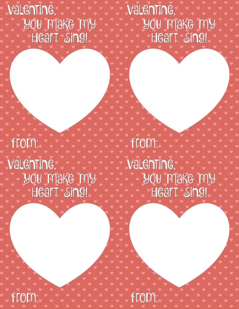 You Make My Heart Sing Valentine Card Printable Smashed Peas Carrots