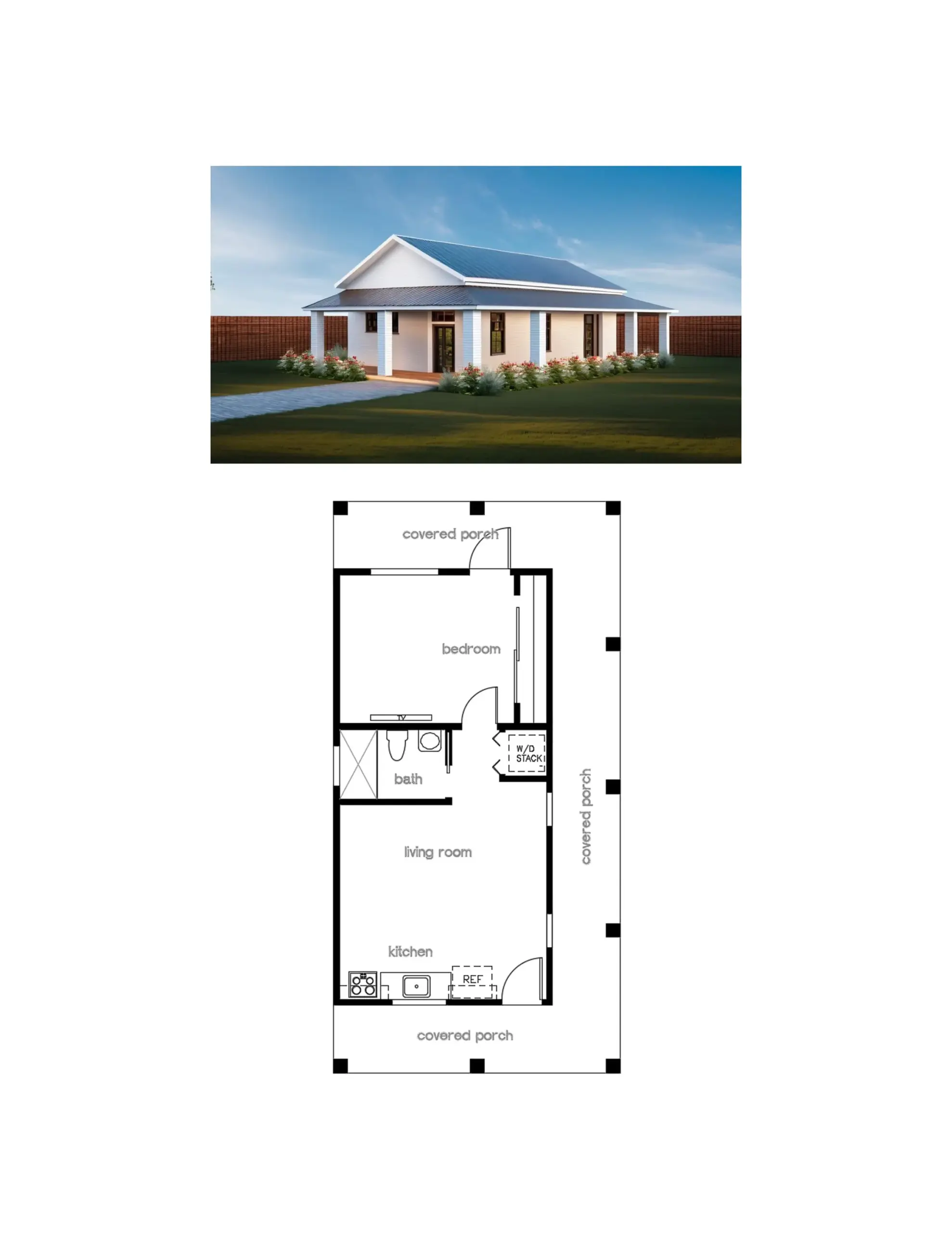1 Bedroom 14x40 House Plans