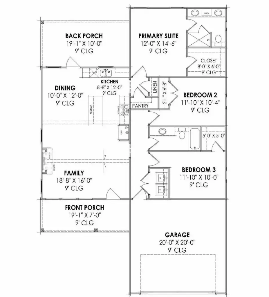 1 Story Farmhouse 1406 Square Feet 3 Beds Open Living Split Bedrooms 10136