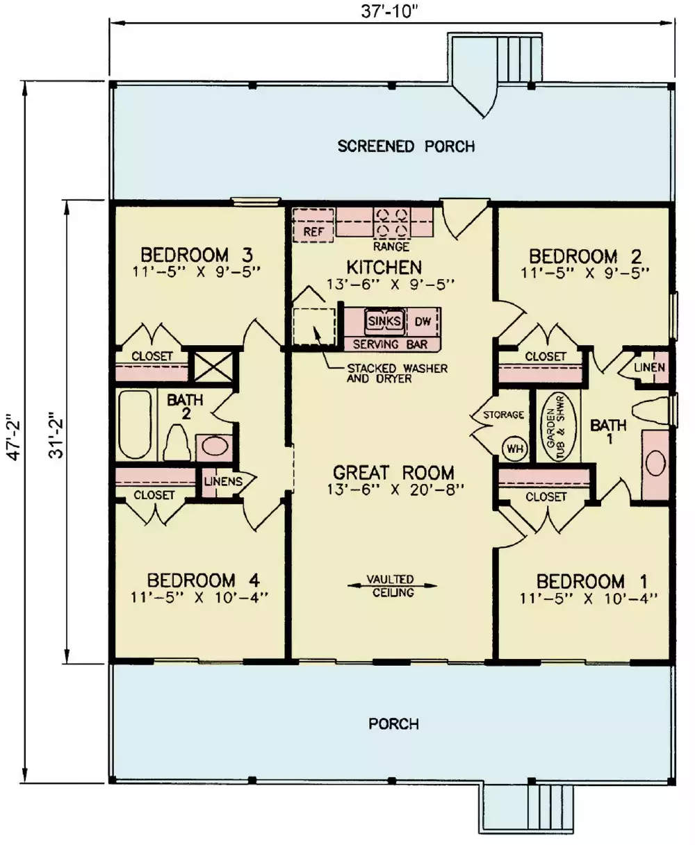 1 Story Lake Cabin 1179 Square Feet 4 Bedrooms 2 Bathrooms Vaulted Open Living 11053