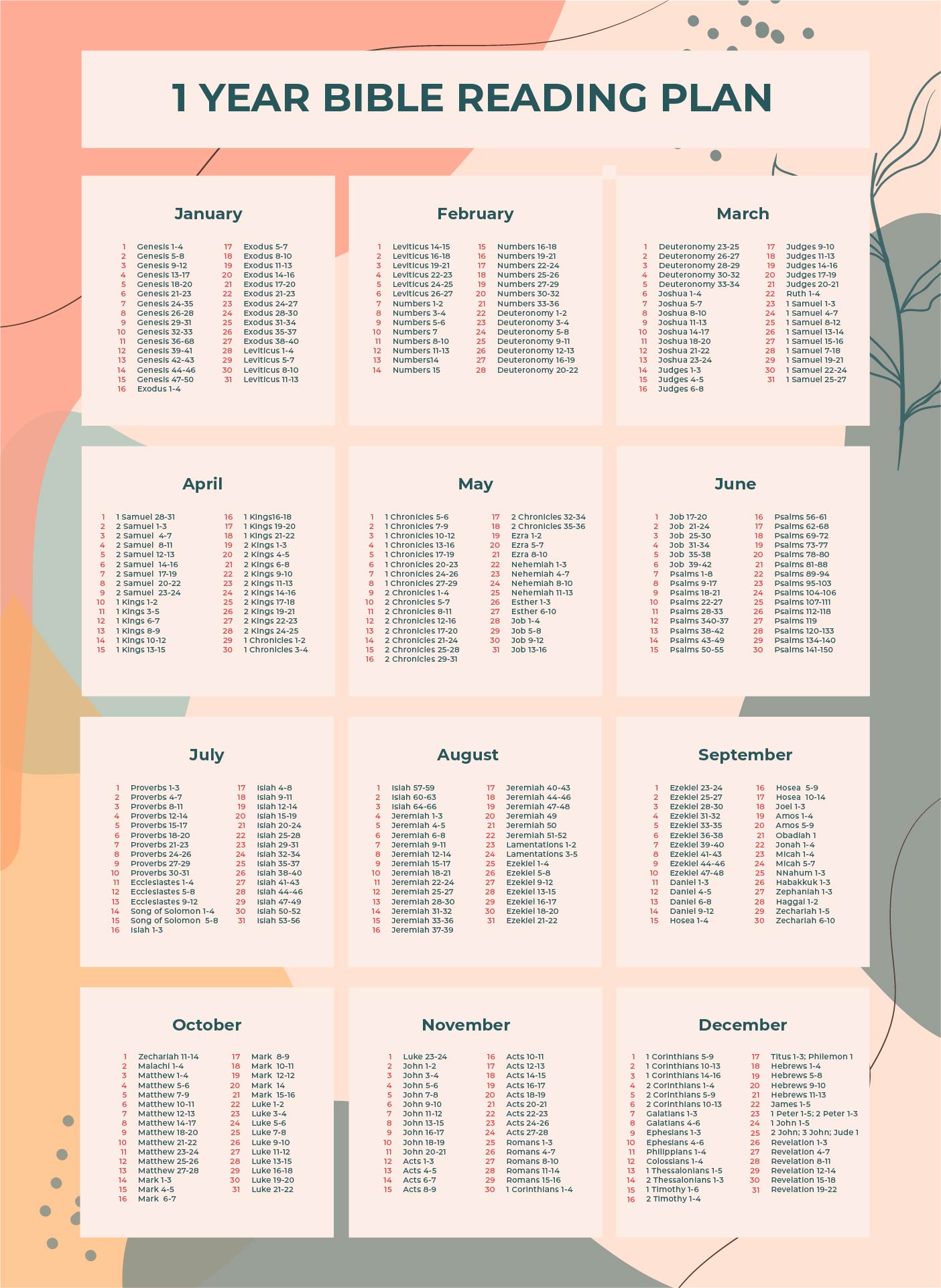 1 Year Bible Reading Plan
