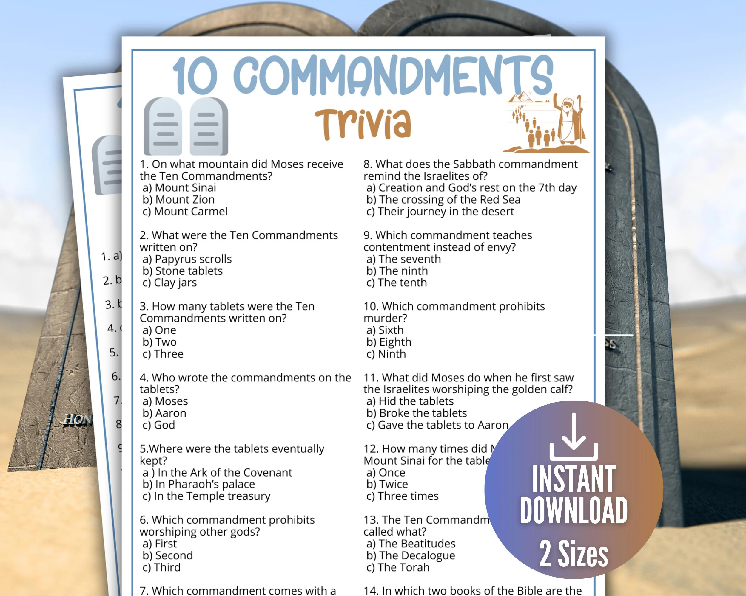 10 Commandments Trivia Game For Kids