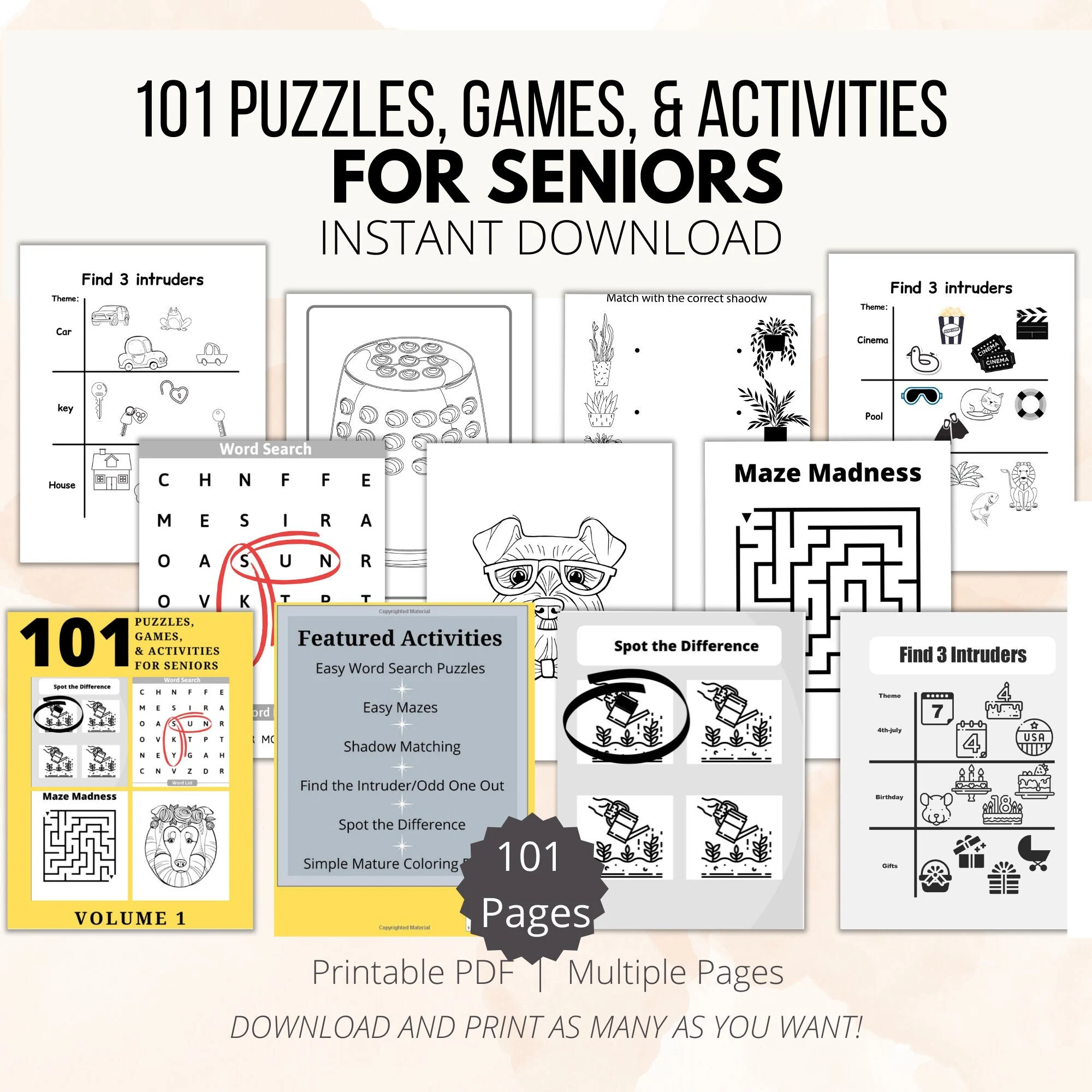 101 Puzzles Activities For Seniors Large